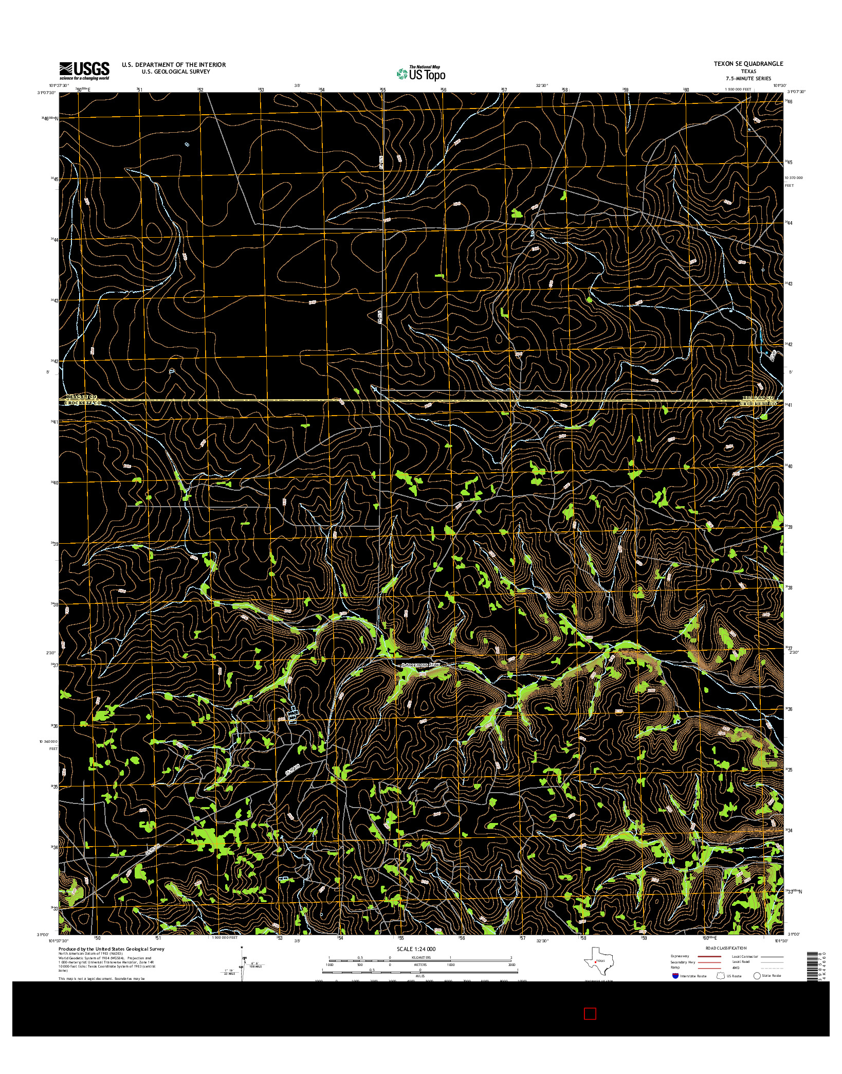 USGS US TOPO 7.5-MINUTE MAP FOR TEXON SE, TX 2016