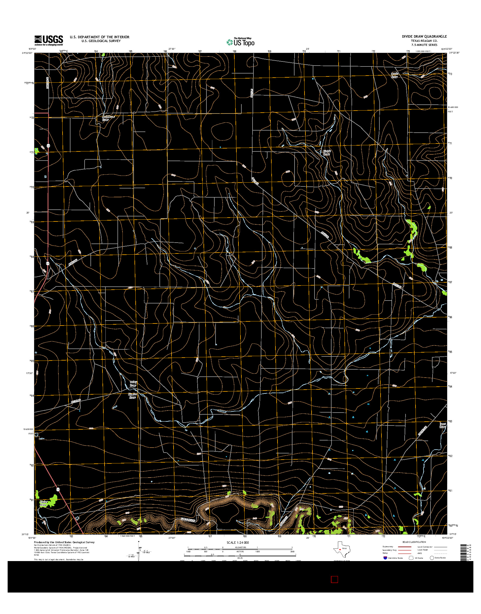 USGS US TOPO 7.5-MINUTE MAP FOR DIVIDE DRAW, TX 2016