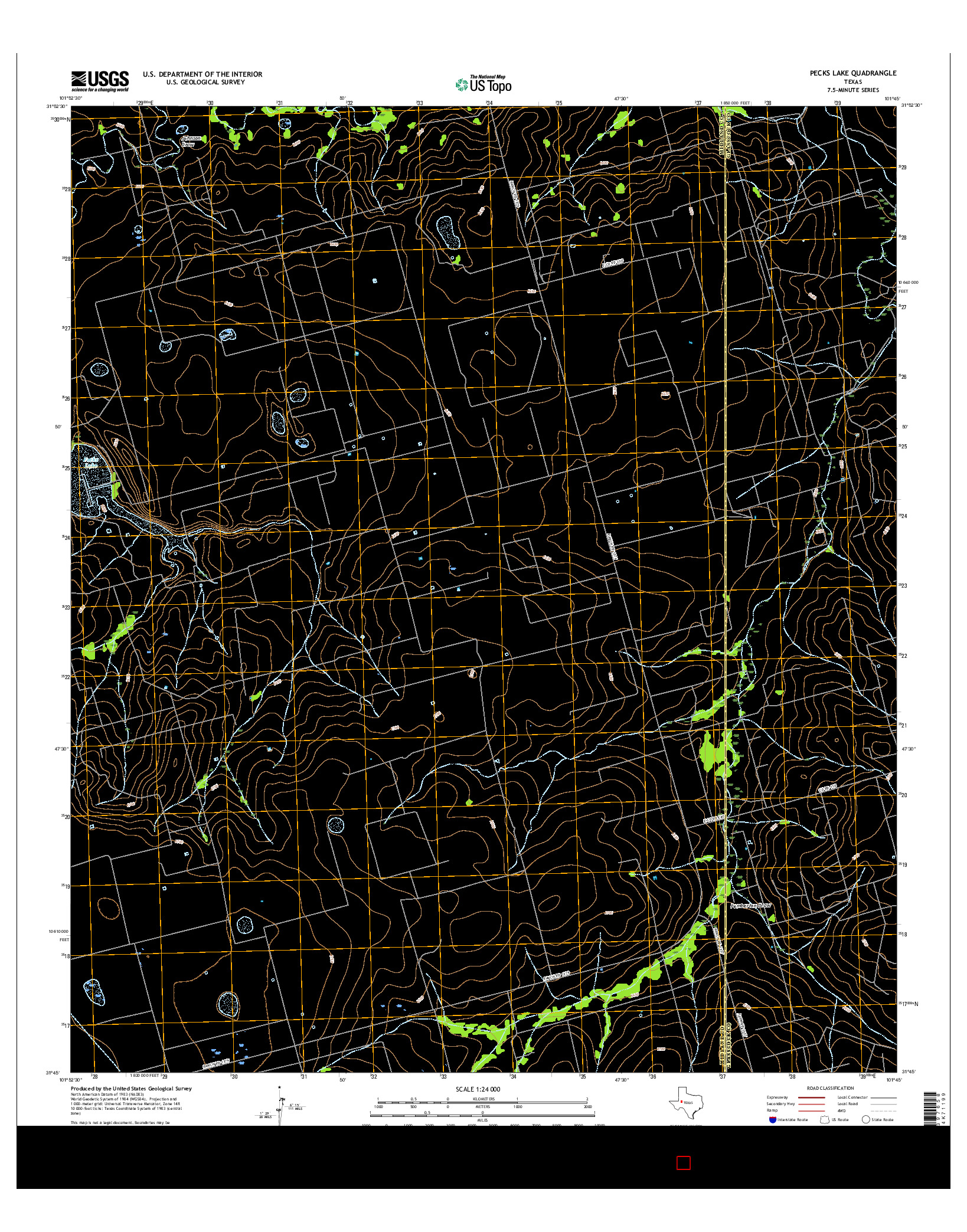 USGS US TOPO 7.5-MINUTE MAP FOR PECKS LAKE, TX 2016