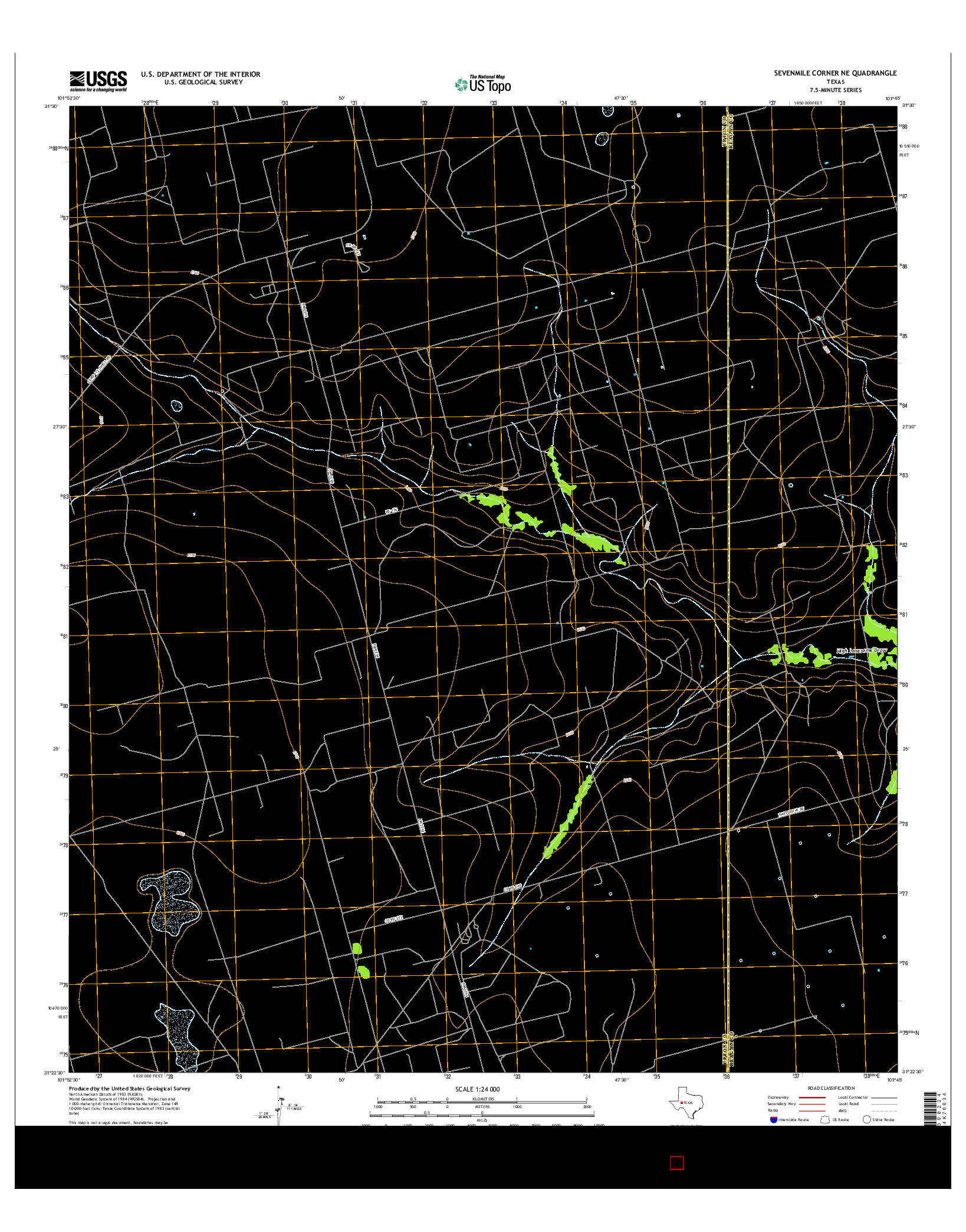USGS US TOPO 7.5-MINUTE MAP FOR SEVENMILE CORNER NE, TX 2016