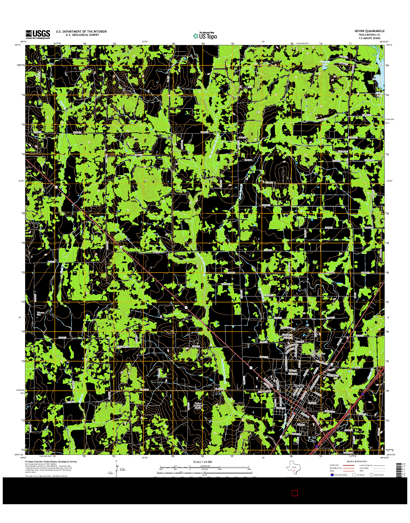 USGS US TOPO 7.5-MINUTE MAP FOR DEVINE, TX 2016