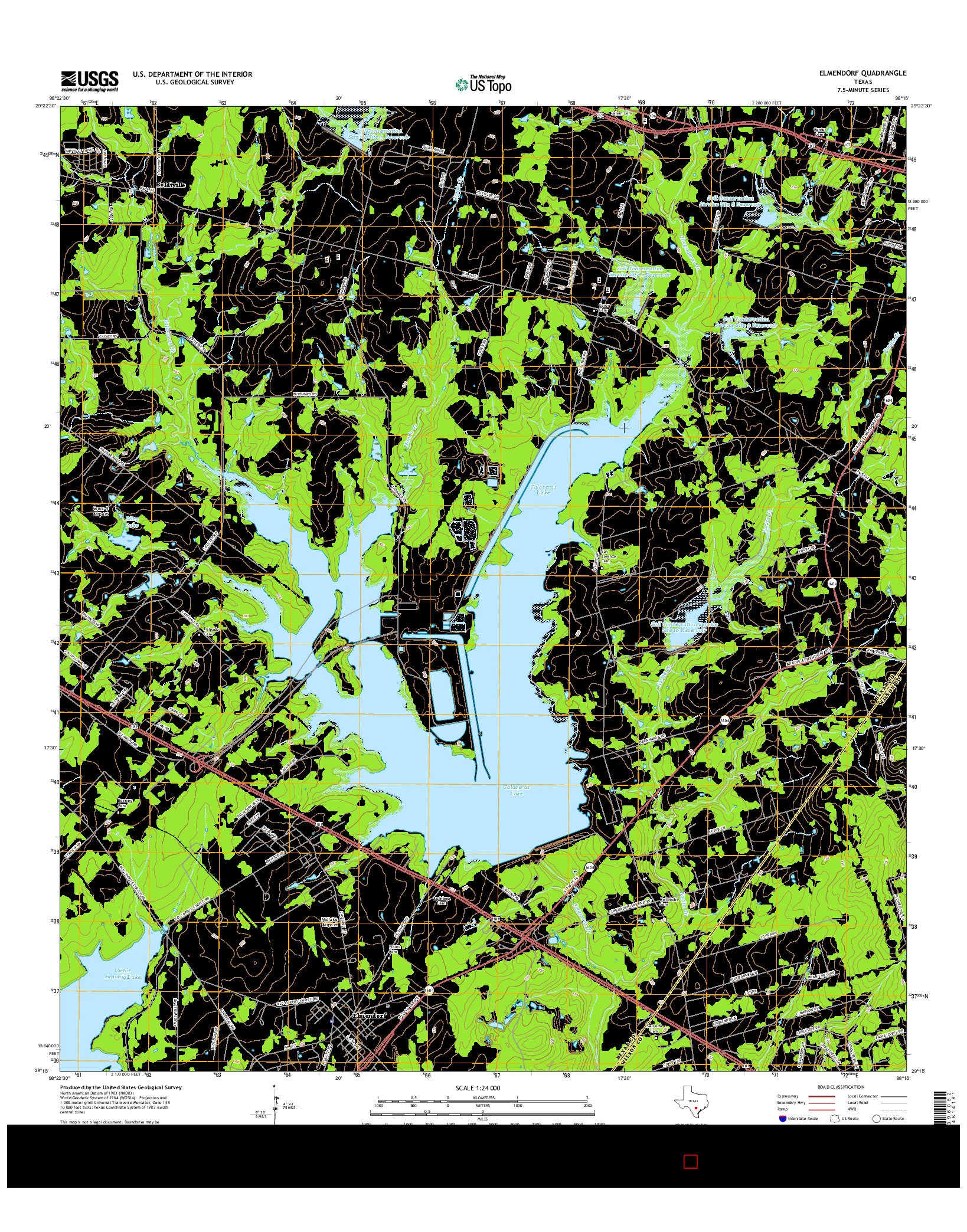 USGS US TOPO 7.5-MINUTE MAP FOR ELMENDORF, TX 2016