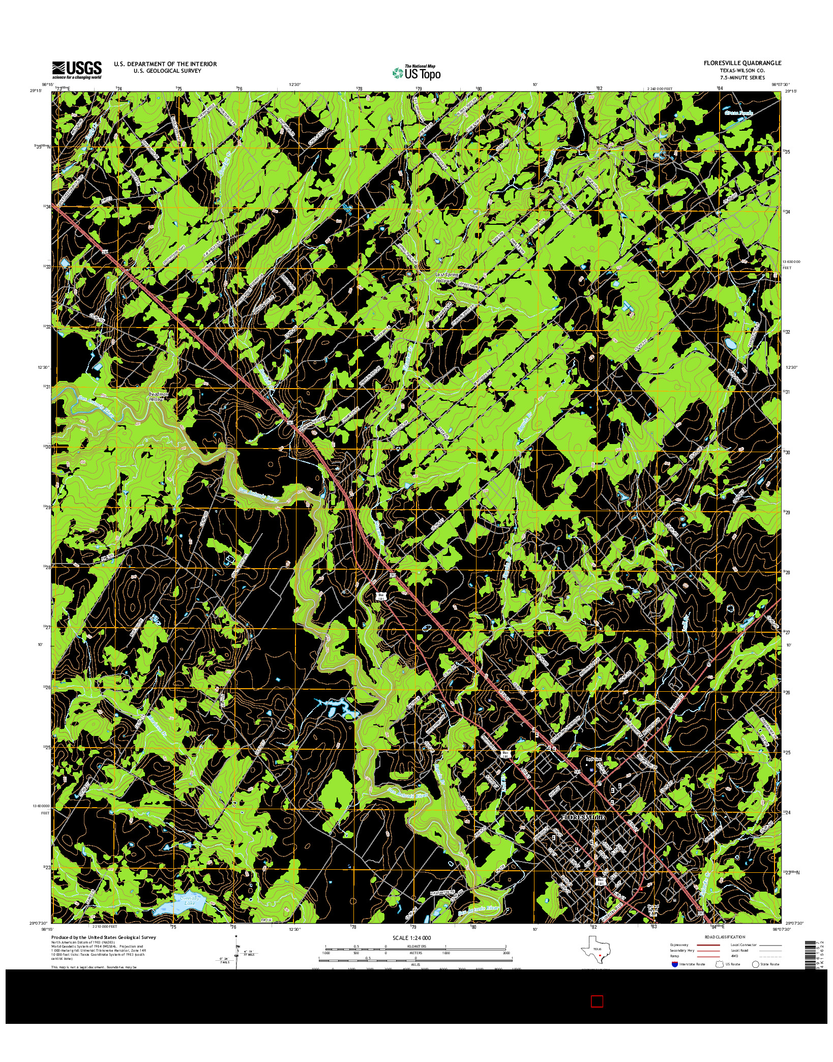 USGS US TOPO 7.5-MINUTE MAP FOR FLORESVILLE, TX 2016