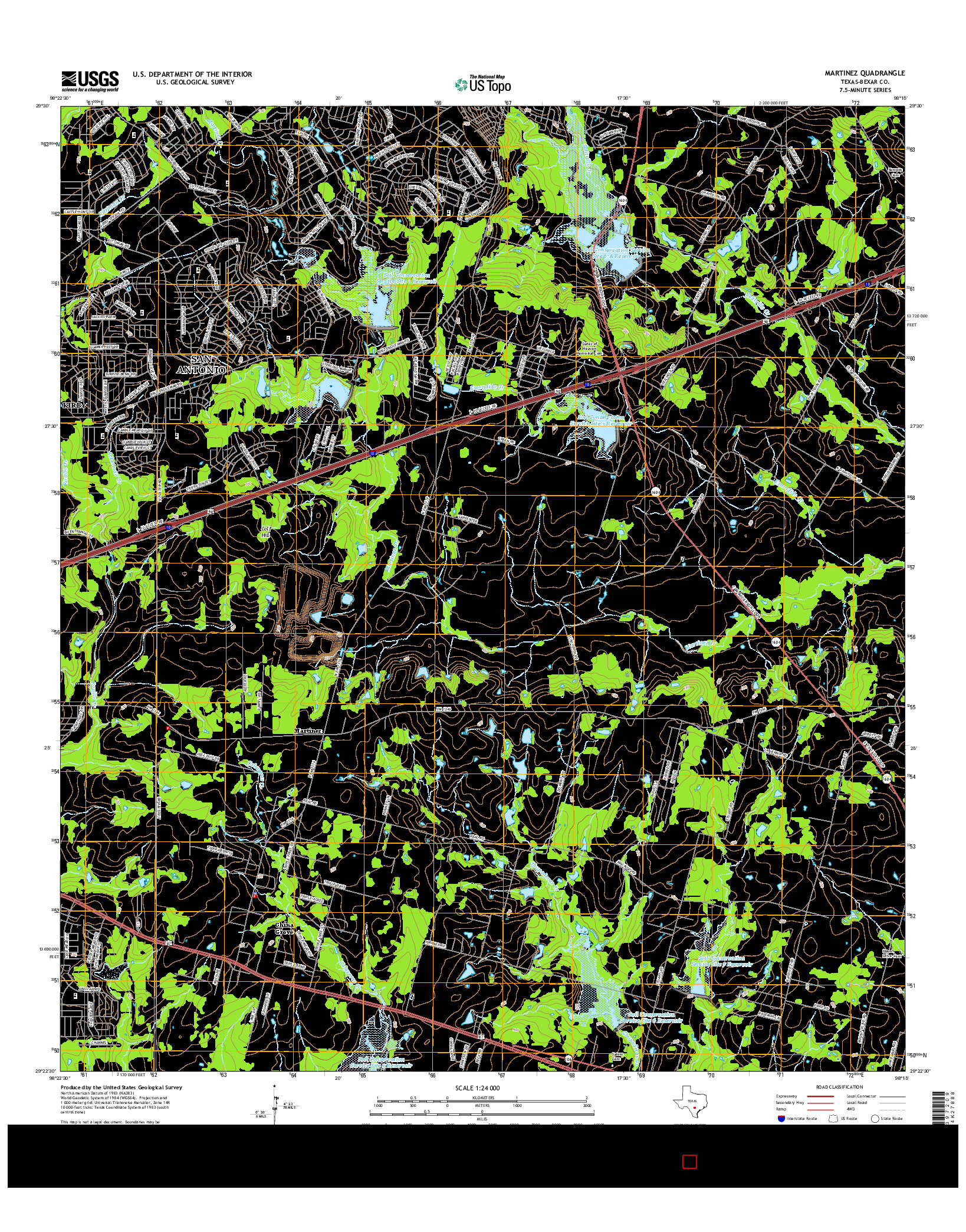 USGS US TOPO 7.5-MINUTE MAP FOR MARTINEZ, TX 2016