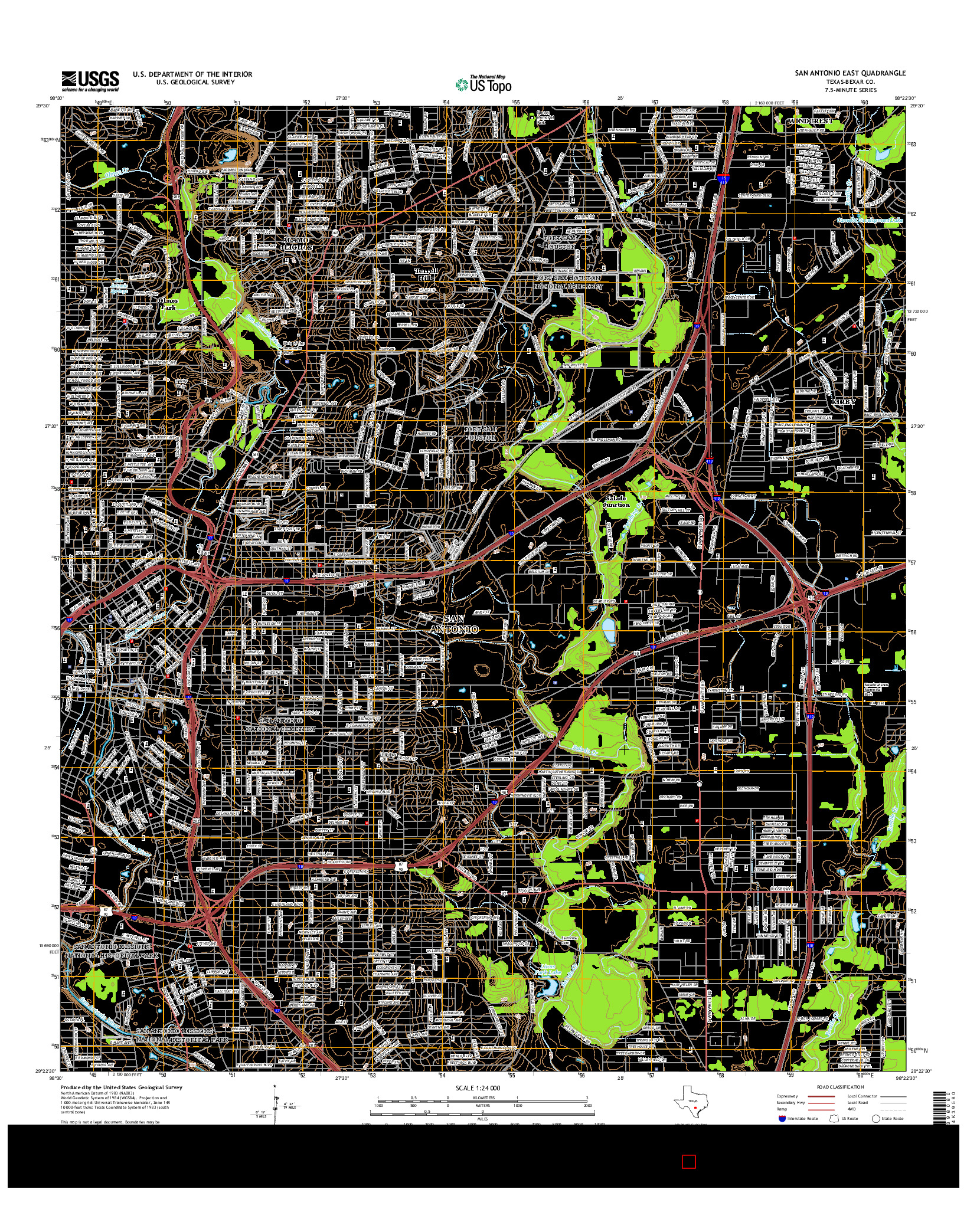 USGS US TOPO 7.5-MINUTE MAP FOR SAN ANTONIO EAST, TX 2016