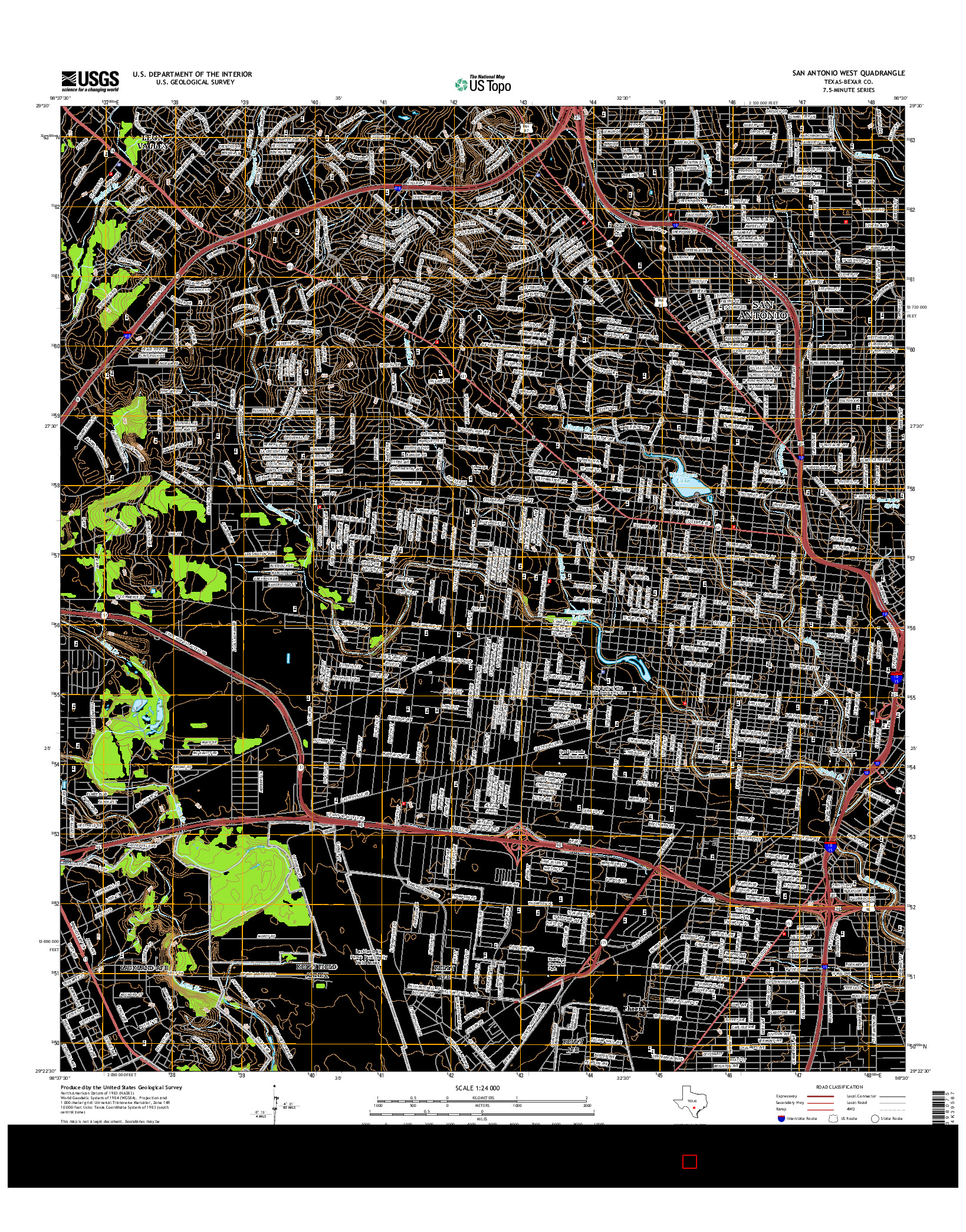 USGS US TOPO 7.5-MINUTE MAP FOR SAN ANTONIO WEST, TX 2016