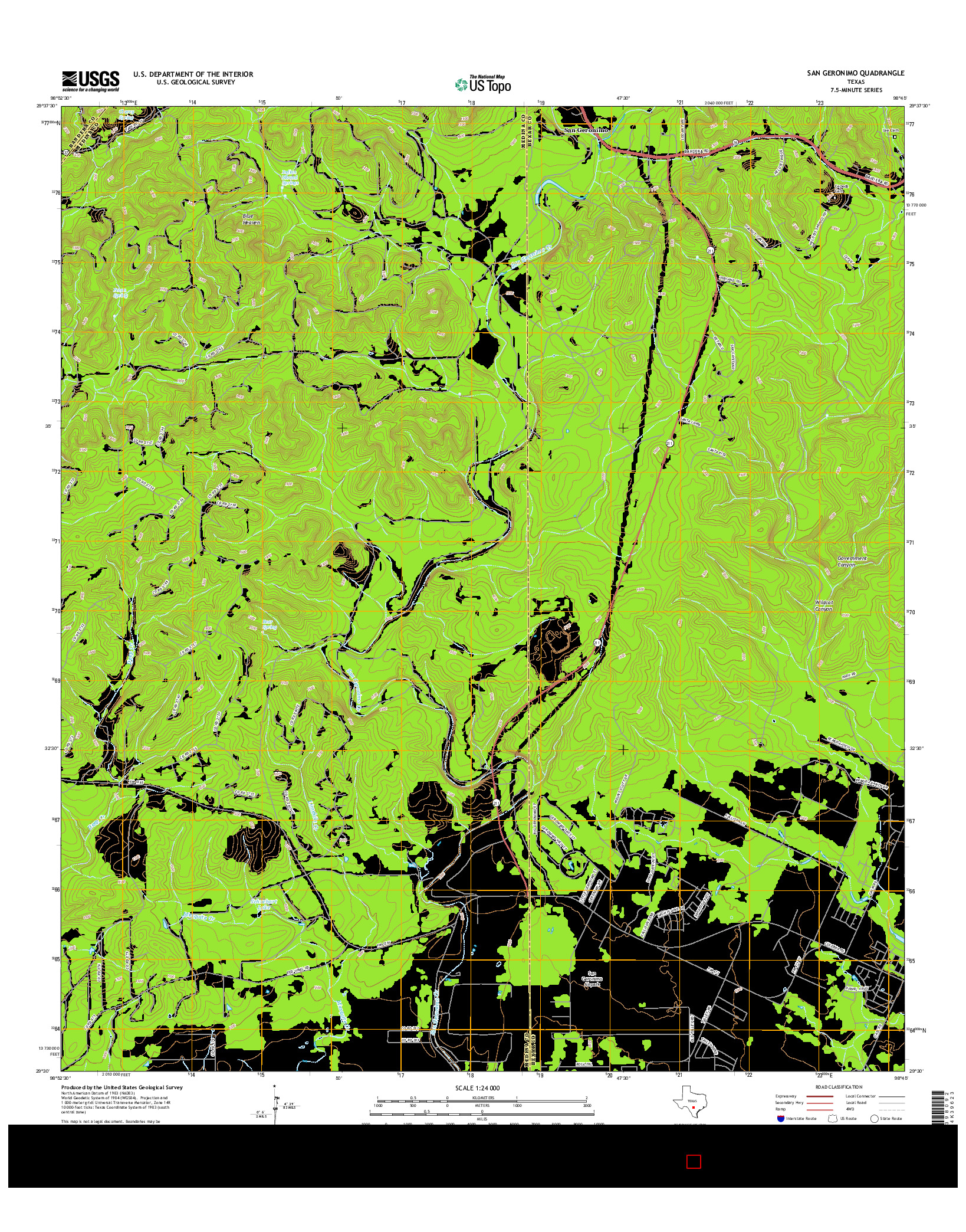 USGS US TOPO 7.5-MINUTE MAP FOR SAN GERONIMO, TX 2016