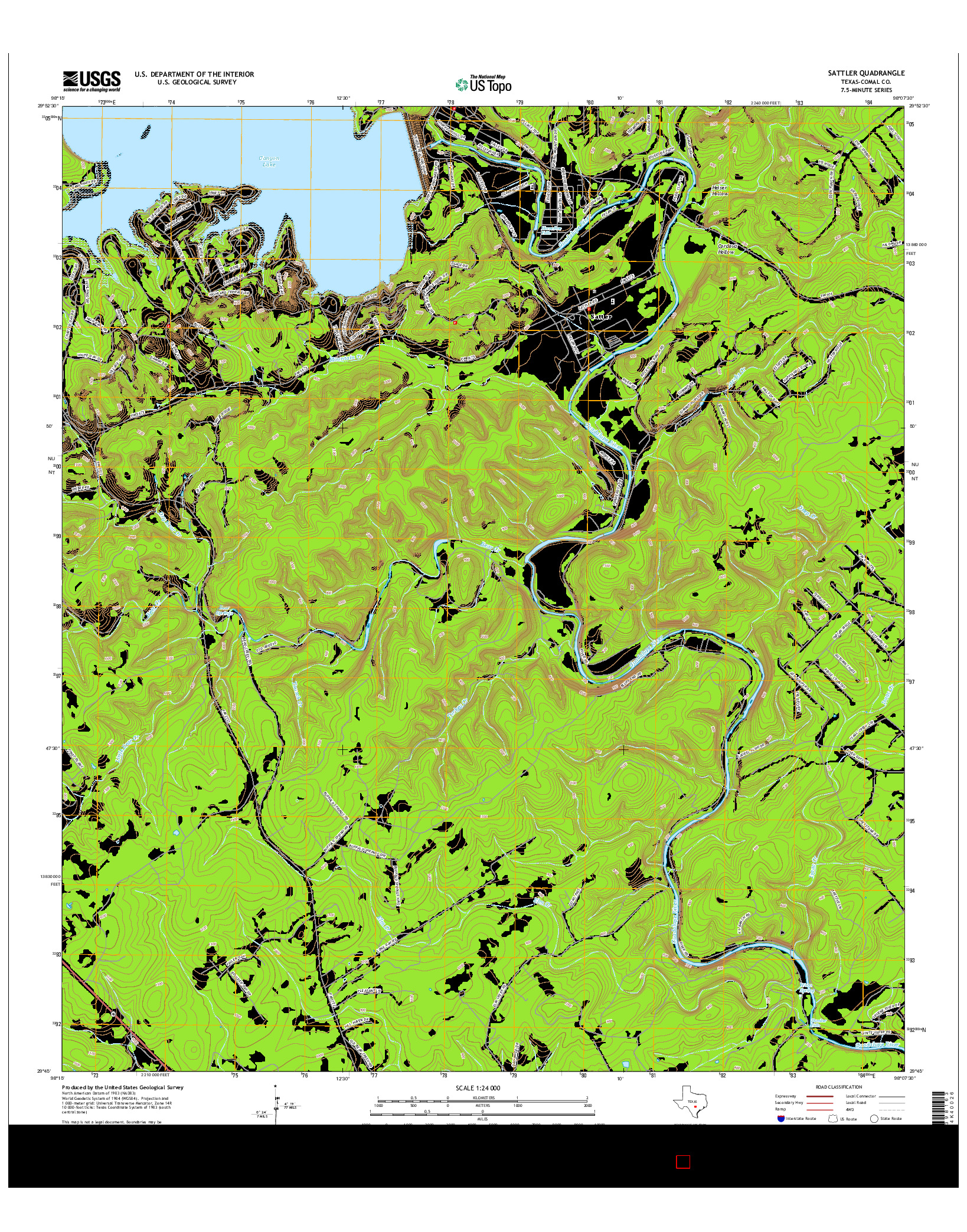 USGS US TOPO 7.5-MINUTE MAP FOR SATTLER, TX 2016