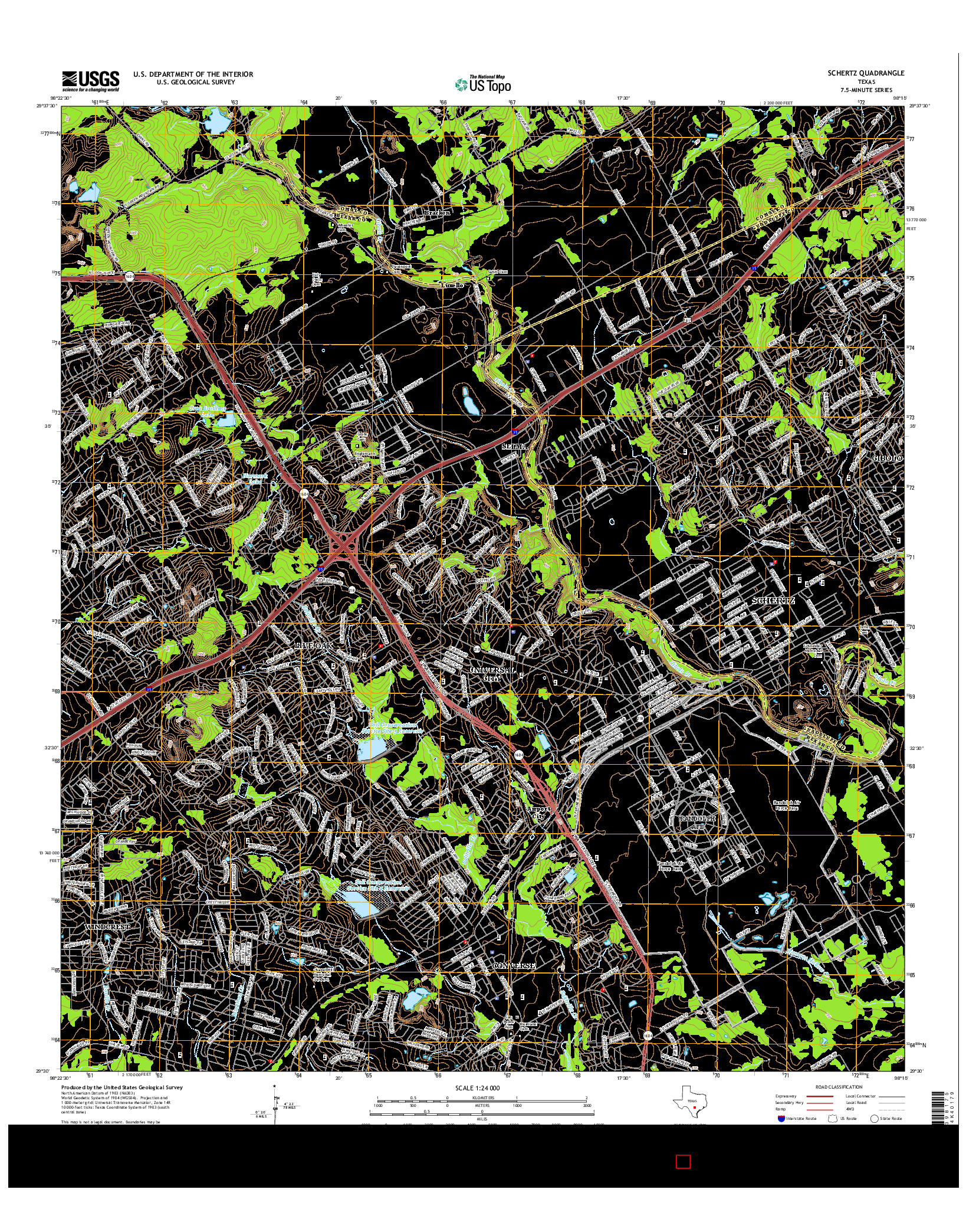 USGS US TOPO 7.5-MINUTE MAP FOR SCHERTZ, TX 2016