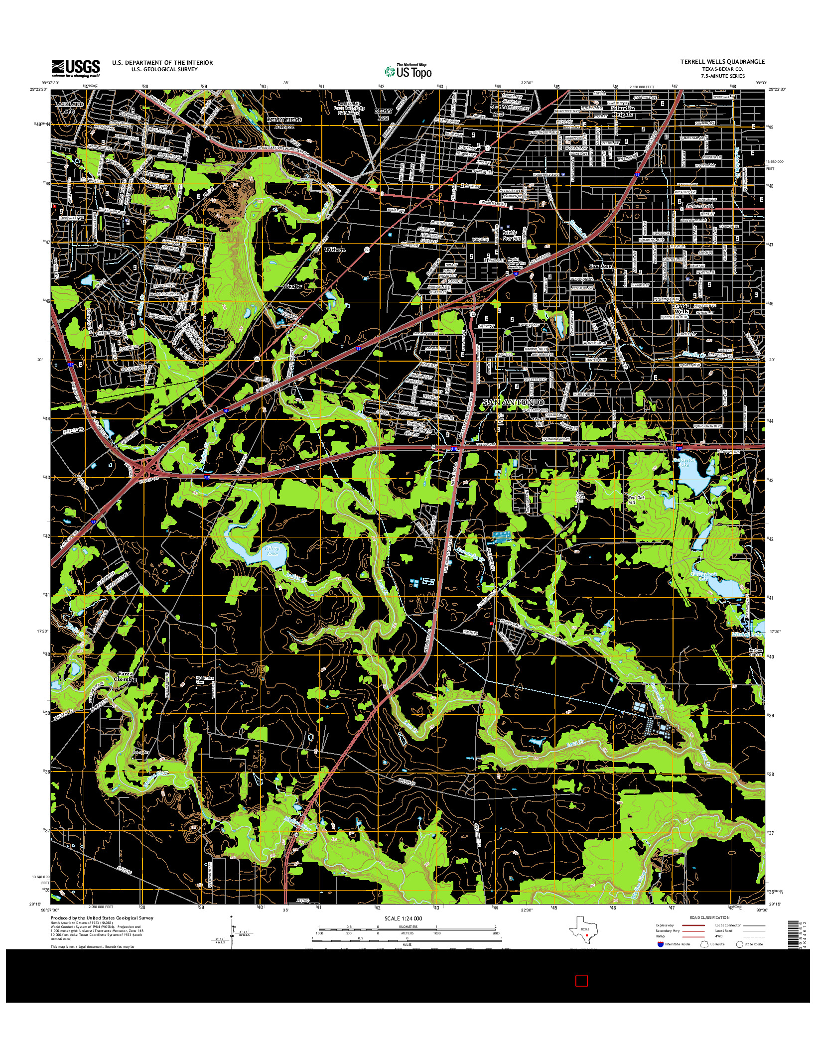 USGS US TOPO 7.5-MINUTE MAP FOR TERRELL WELLS, TX 2016