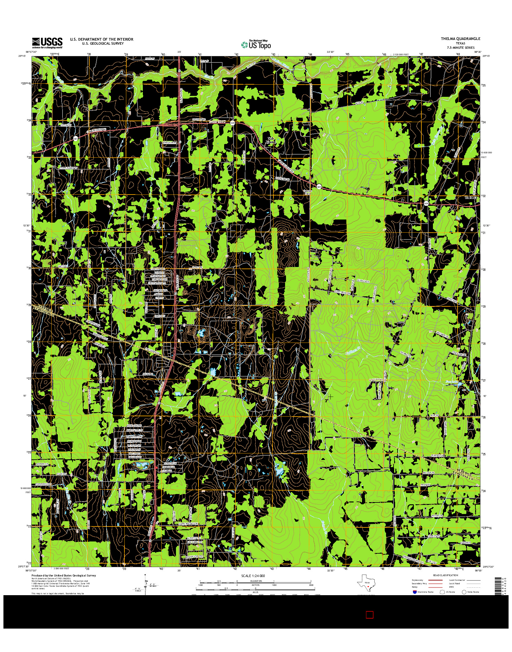 USGS US TOPO 7.5-MINUTE MAP FOR THELMA, TX 2016