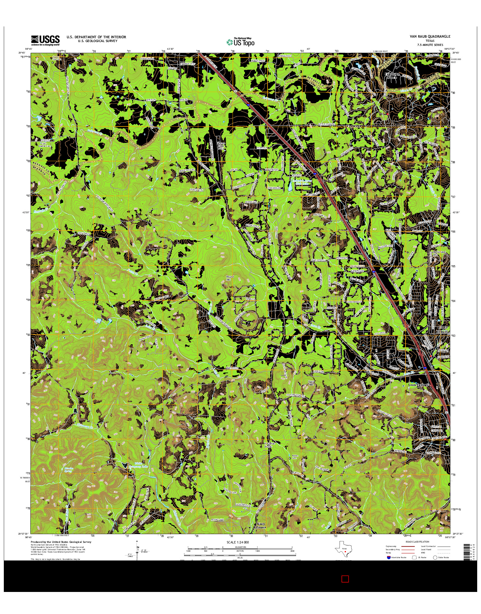 USGS US TOPO 7.5-MINUTE MAP FOR VAN RAUB, TX 2016