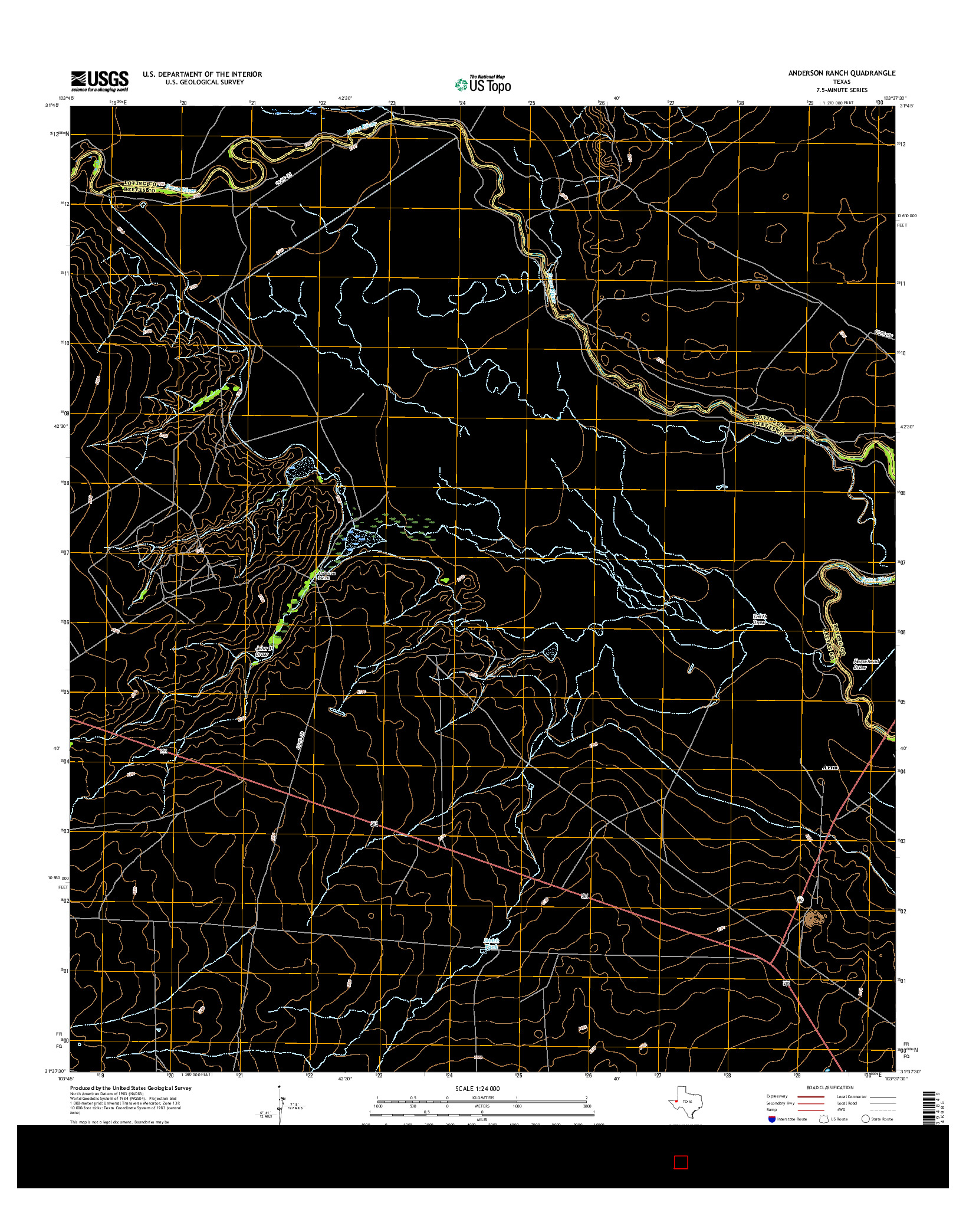 USGS US TOPO 7.5-MINUTE MAP FOR ANDERSON RANCH, TX 2016