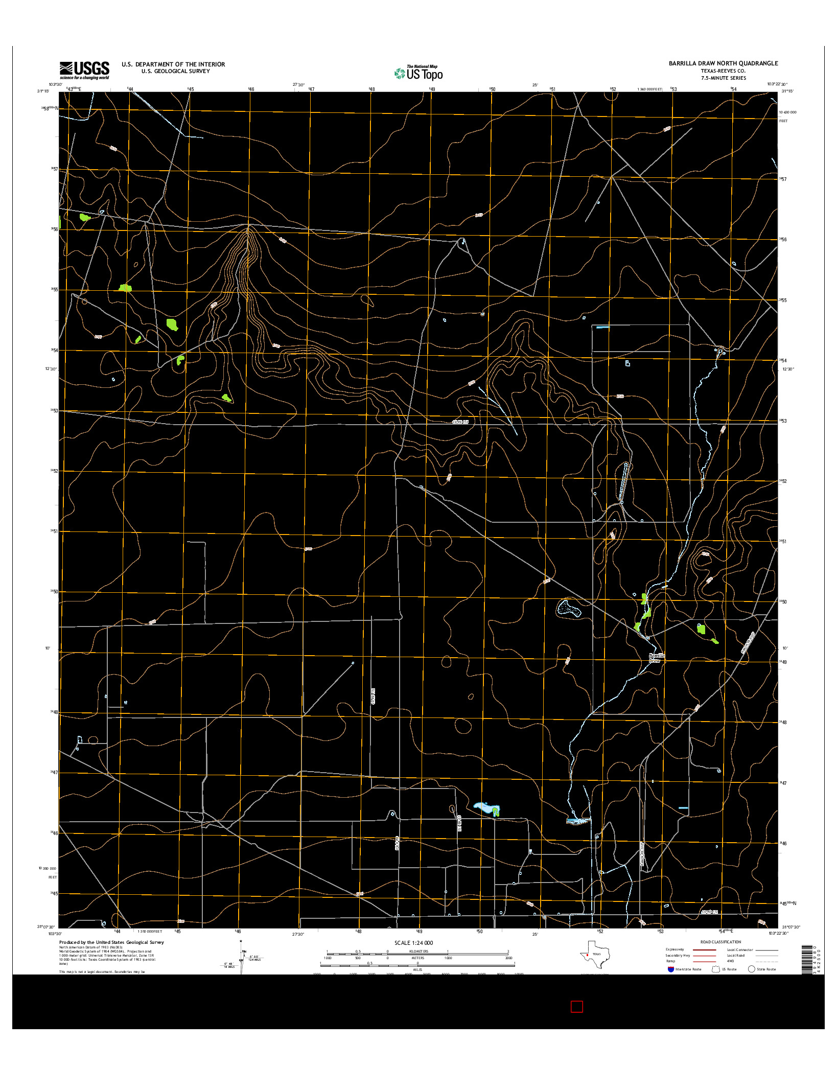 USGS US TOPO 7.5-MINUTE MAP FOR BARRILLA DRAW NORTH, TX 2016