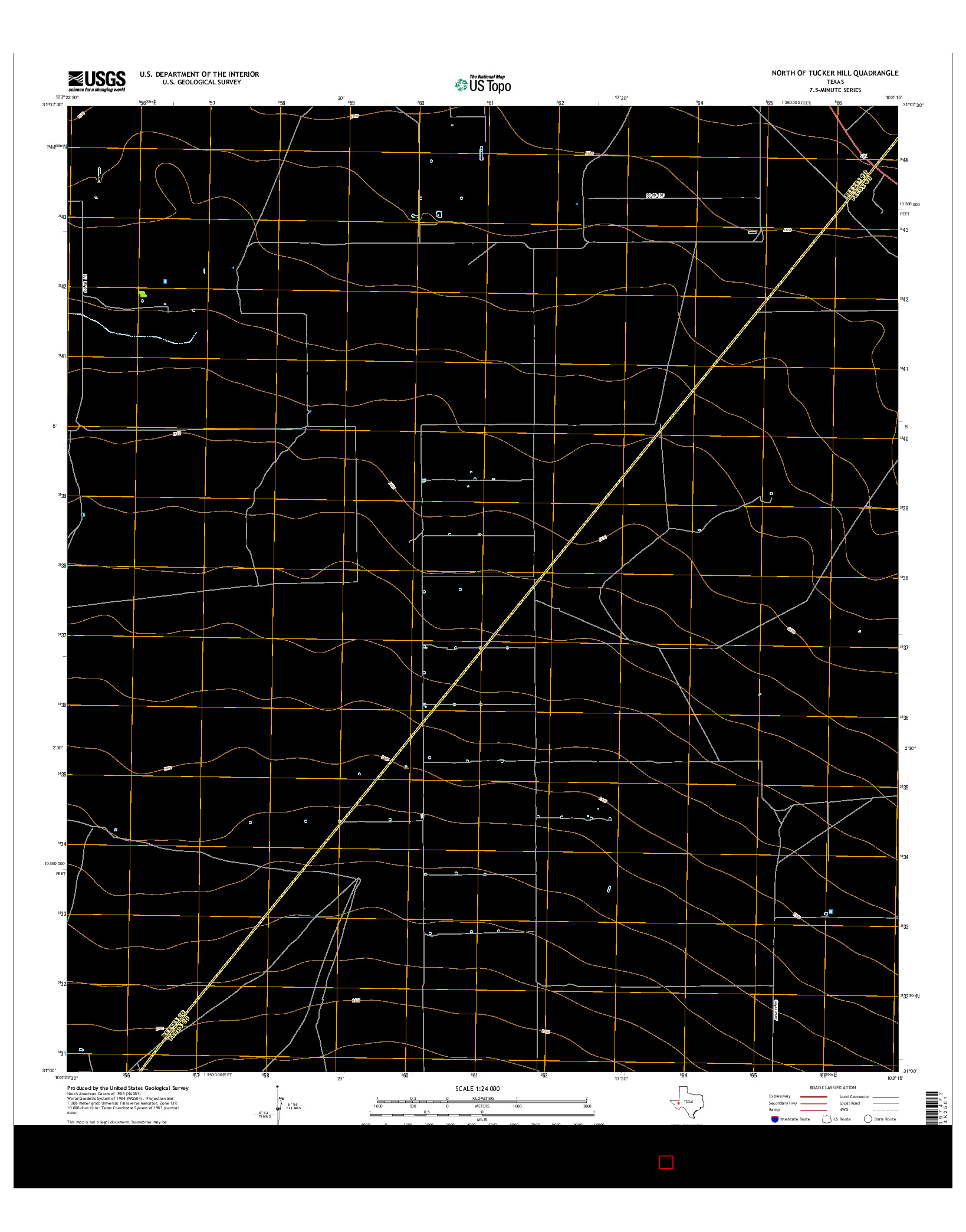 USGS US TOPO 7.5-MINUTE MAP FOR NORTH OF TUCKER HILL, TX 2016