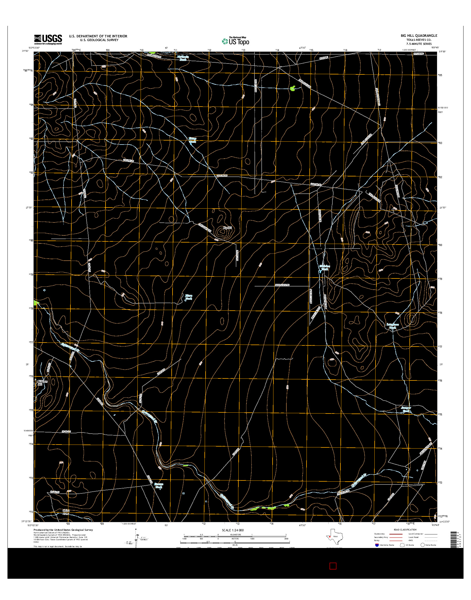 USGS US TOPO 7.5-MINUTE MAP FOR BIG HILL, TX 2016