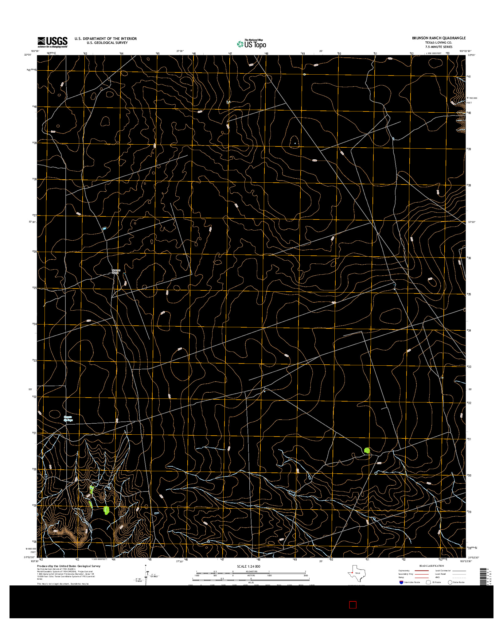 USGS US TOPO 7.5-MINUTE MAP FOR BRUNSON RANCH, TX 2016