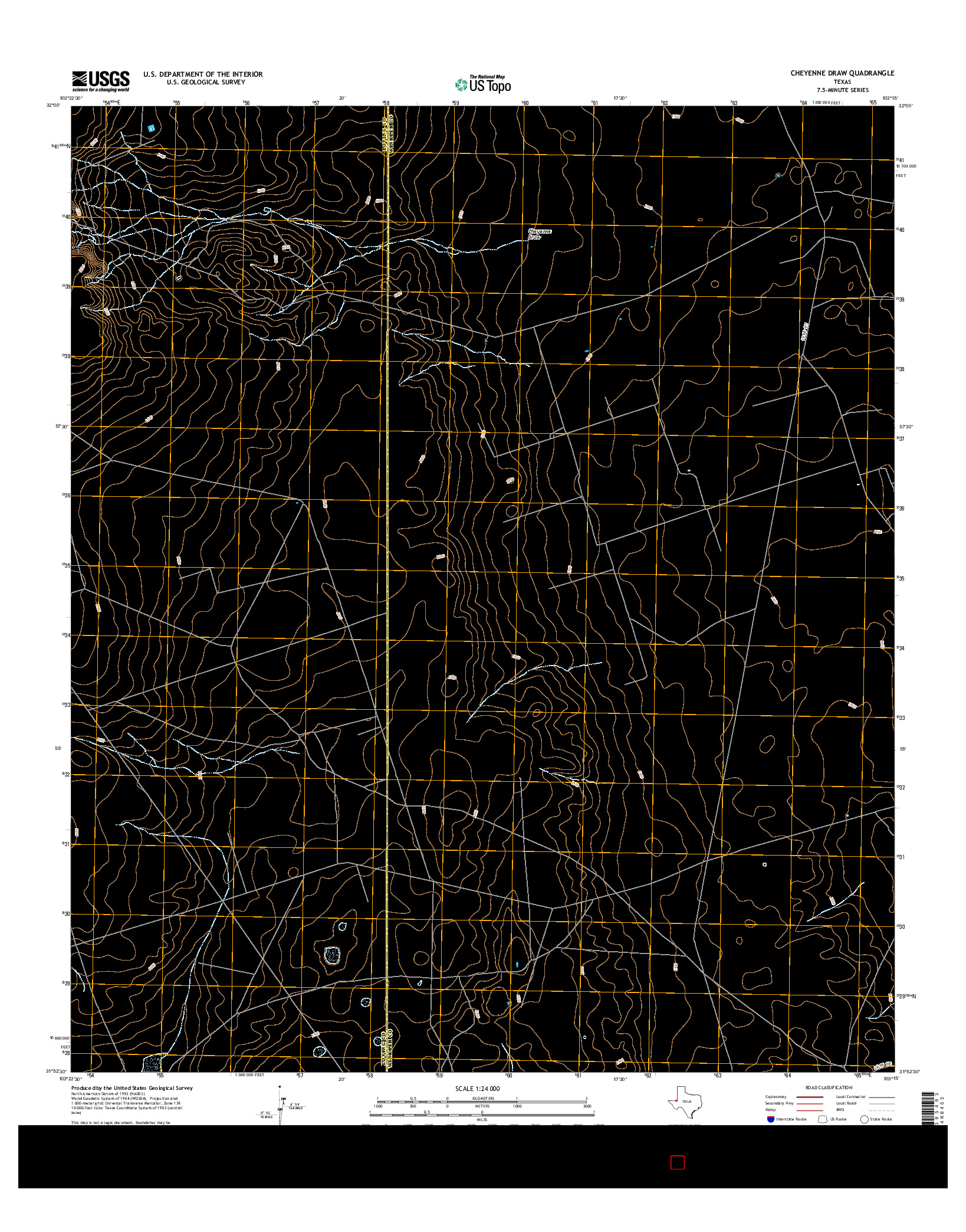 USGS US TOPO 7.5-MINUTE MAP FOR CHEYENNE DRAW, TX 2016