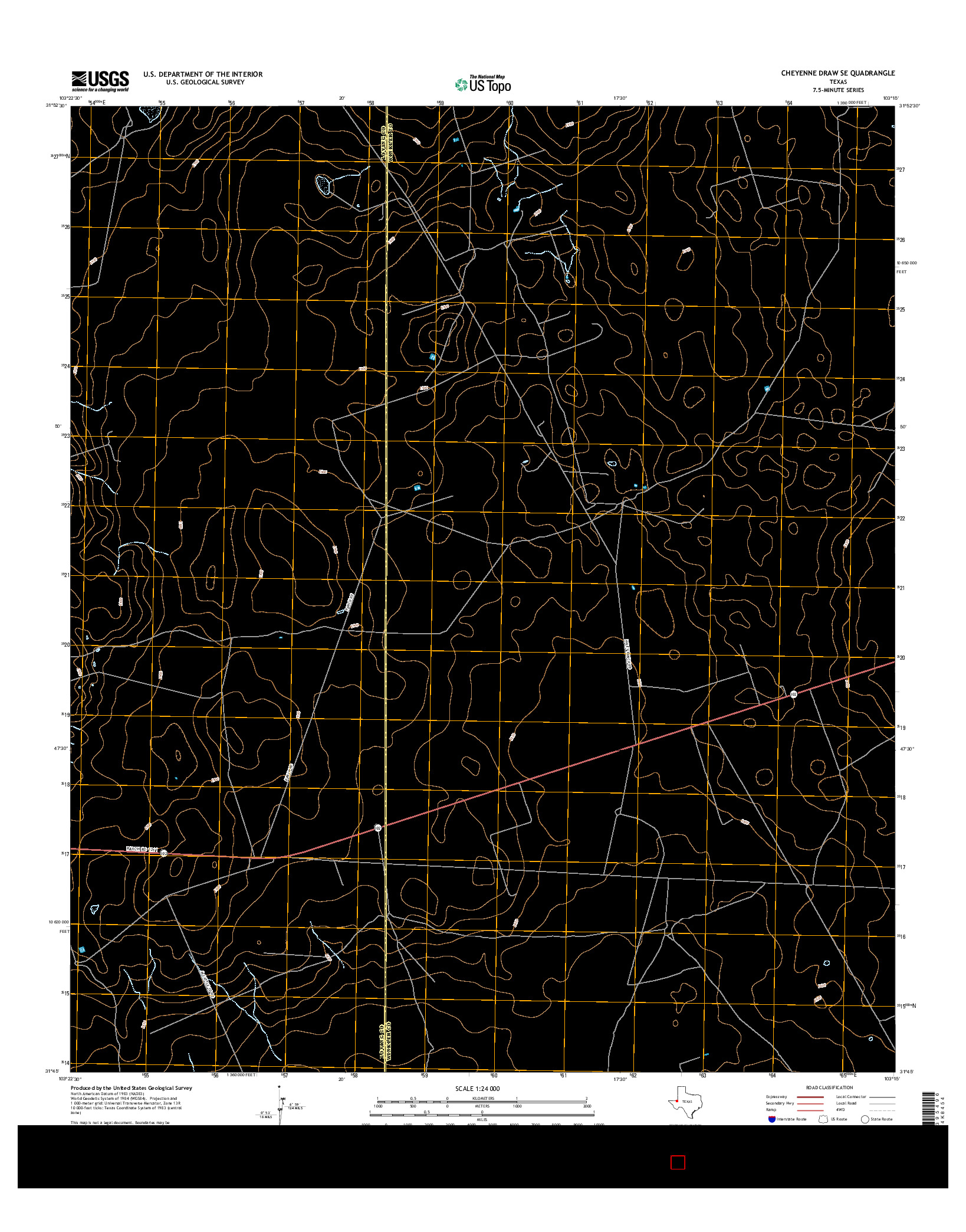 USGS US TOPO 7.5-MINUTE MAP FOR CHEYENNE DRAW SE, TX 2016