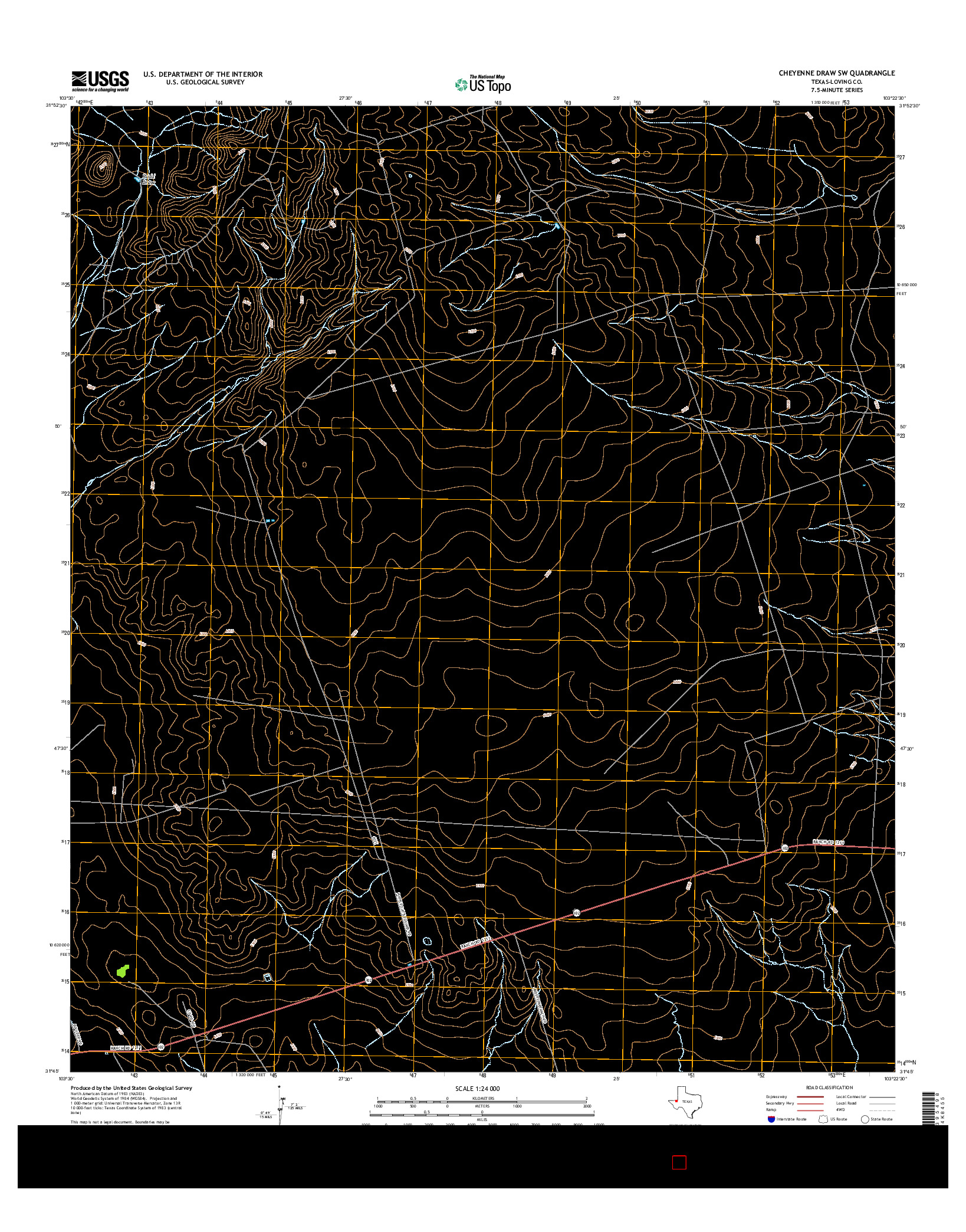 USGS US TOPO 7.5-MINUTE MAP FOR CHEYENNE DRAW SW, TX 2016