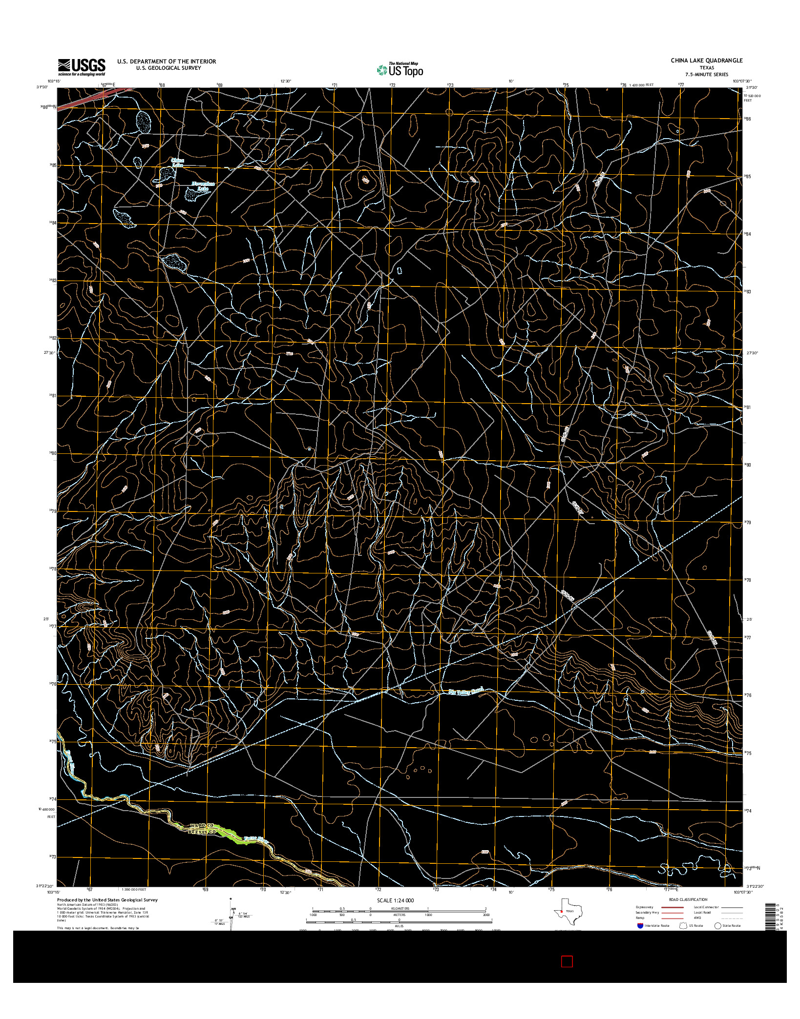 USGS US TOPO 7.5-MINUTE MAP FOR CHINA LAKE, TX 2016