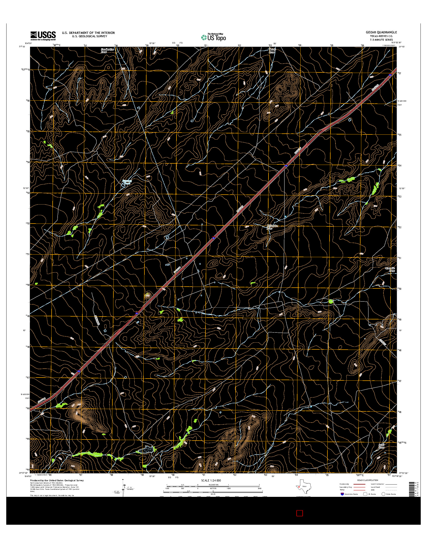 USGS US TOPO 7.5-MINUTE MAP FOR GOZAR, TX 2016