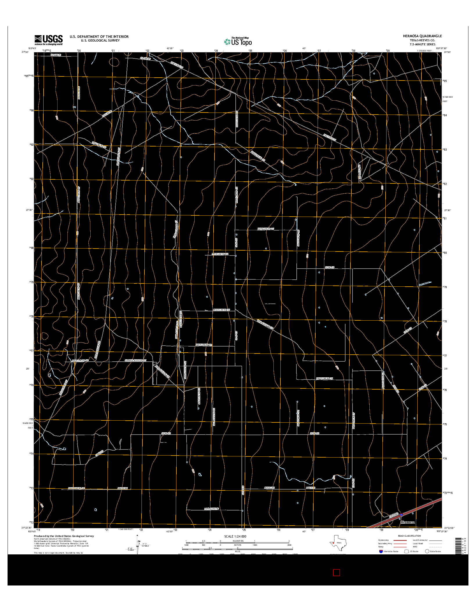 USGS US TOPO 7.5-MINUTE MAP FOR HERMOSA, TX 2016