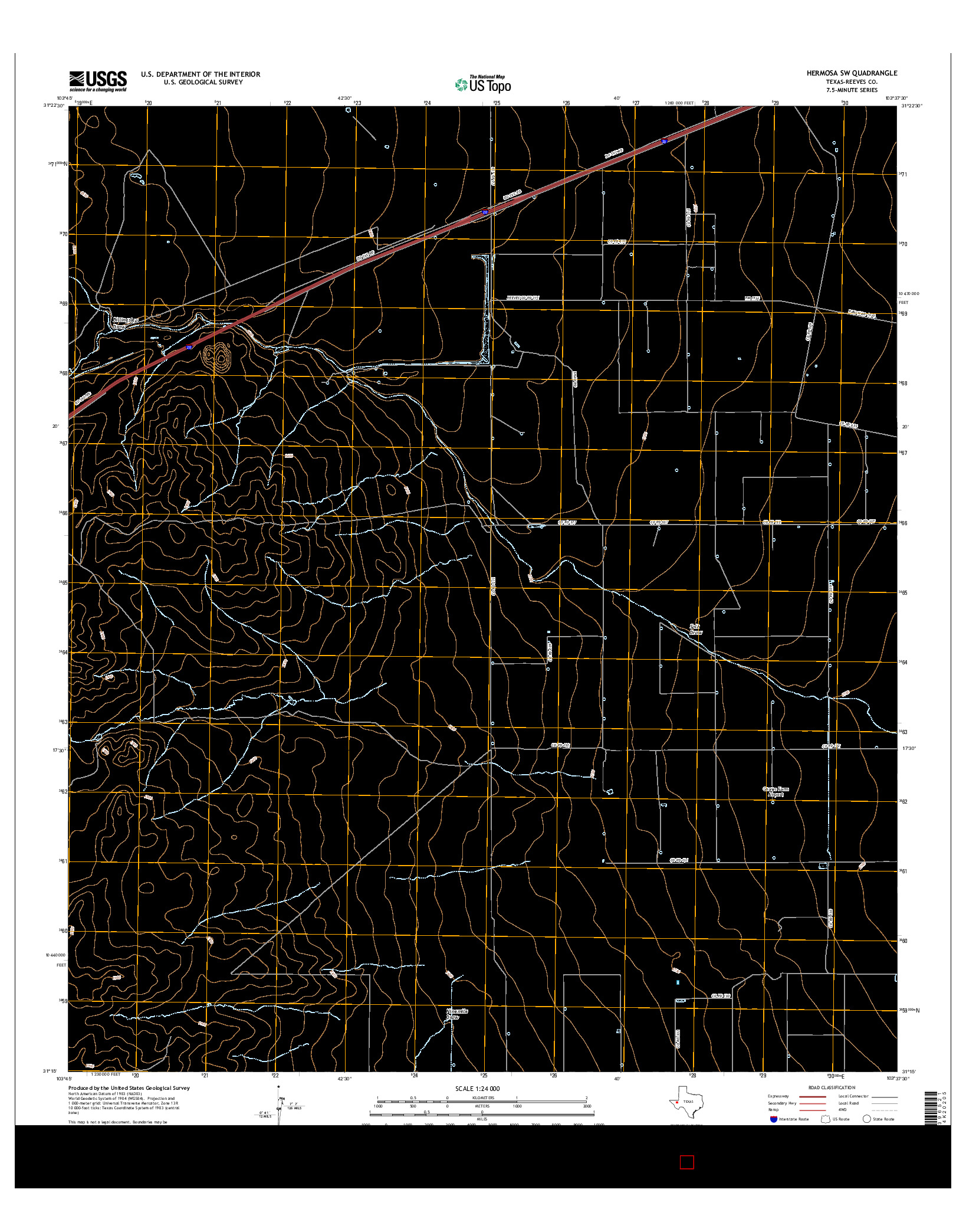 USGS US TOPO 7.5-MINUTE MAP FOR HERMOSA SW, TX 2016