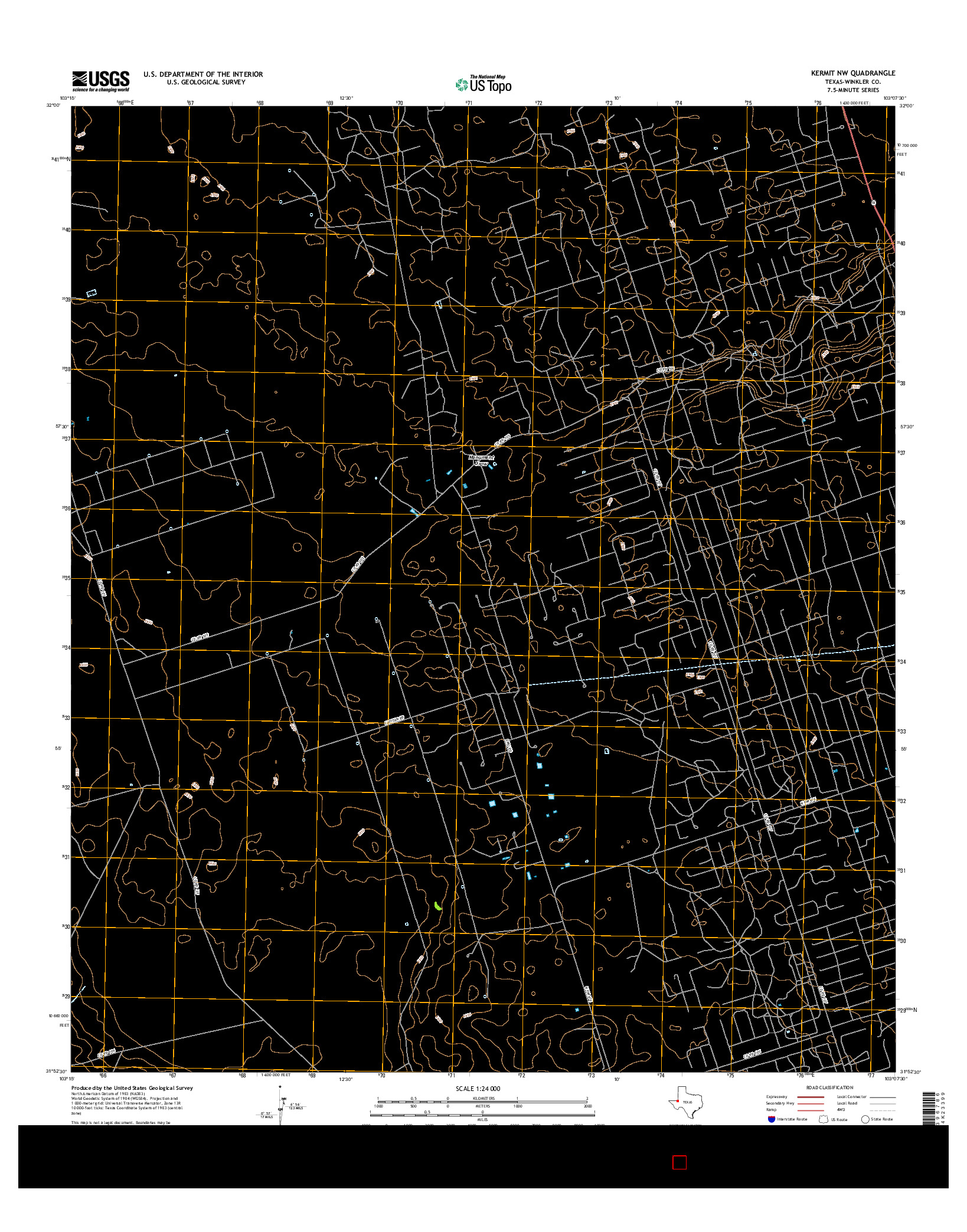 USGS US TOPO 7.5-MINUTE MAP FOR KERMIT NW, TX 2016