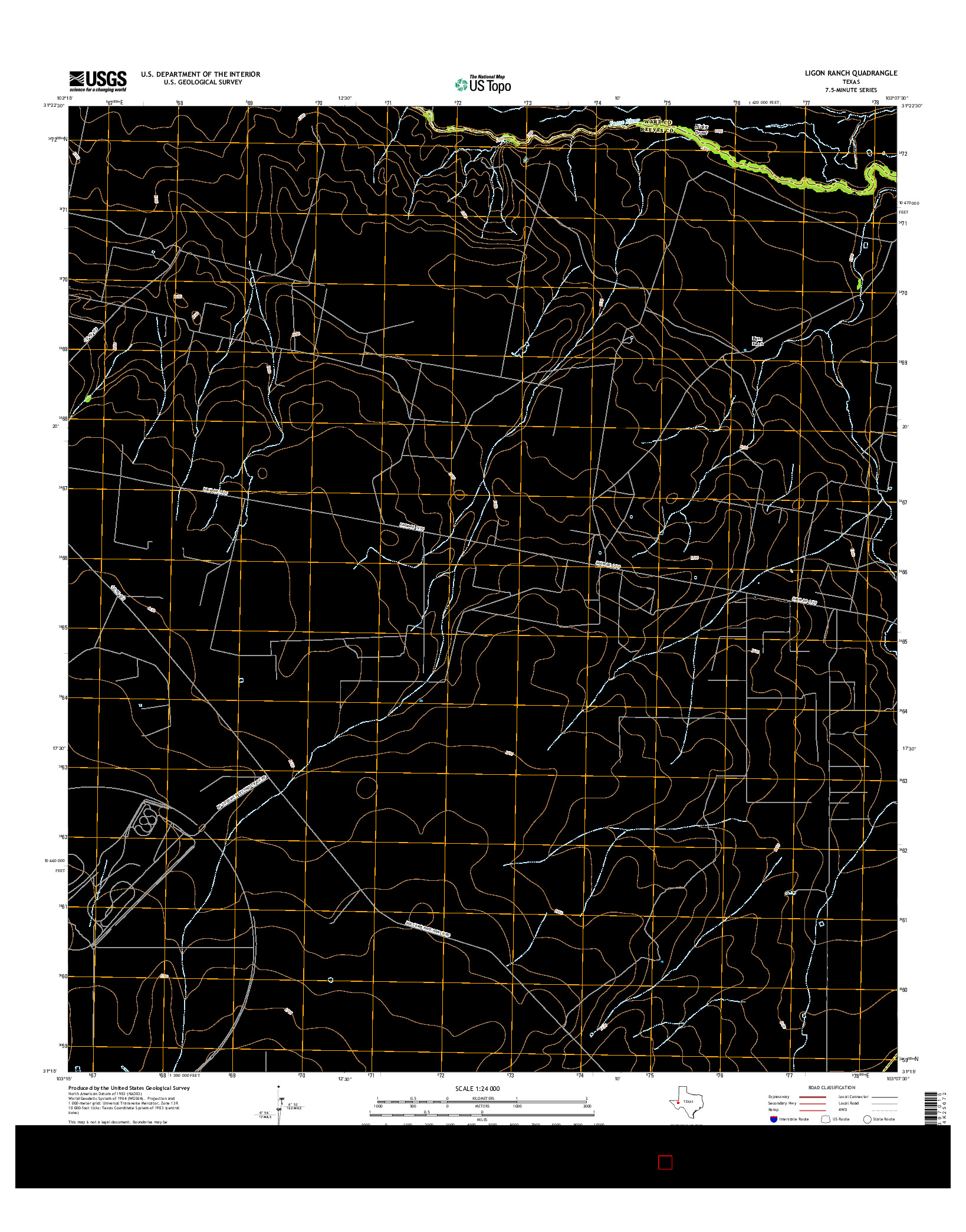 USGS US TOPO 7.5-MINUTE MAP FOR LIGON RANCH, TX 2016