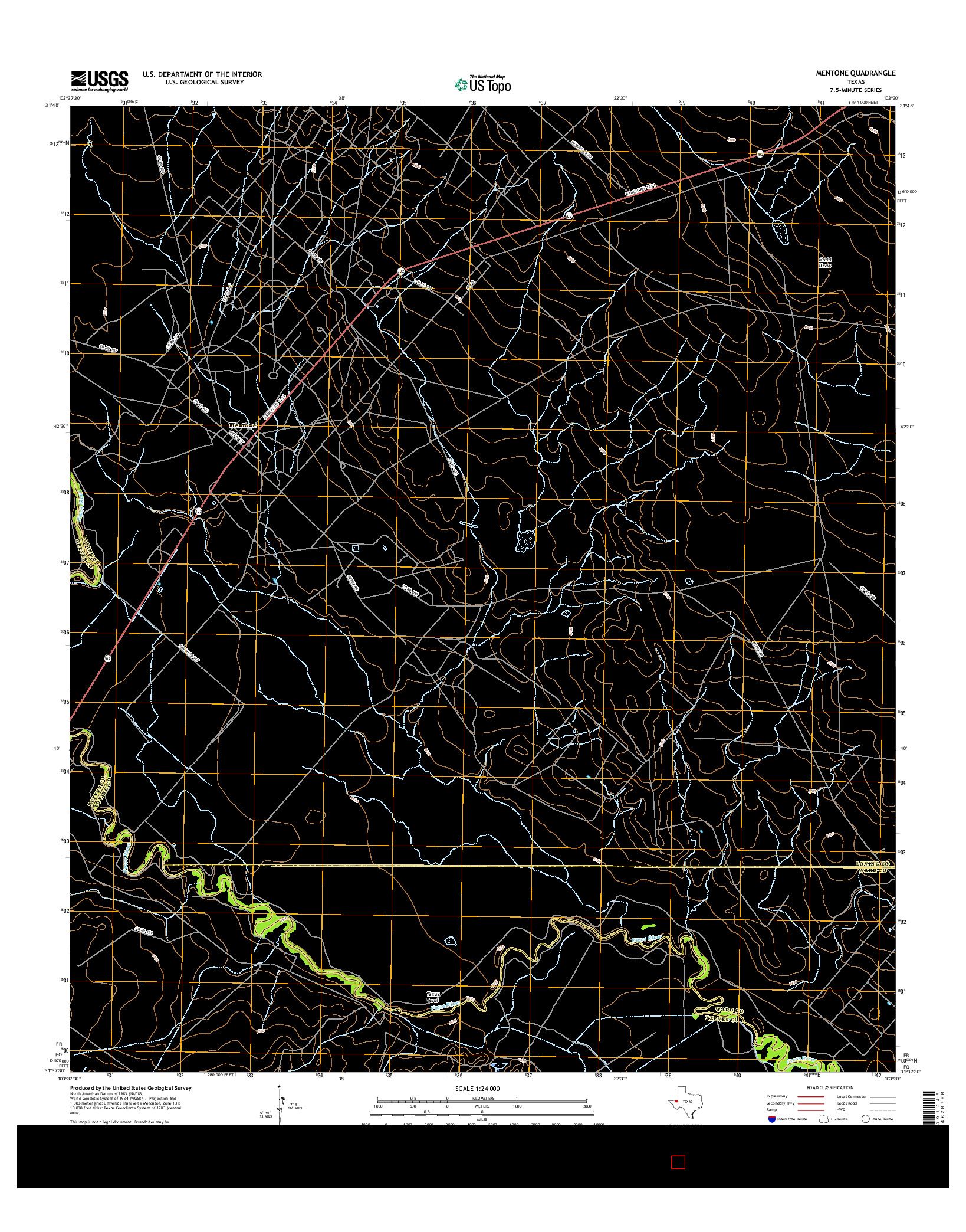 USGS US TOPO 7.5-MINUTE MAP FOR MENTONE, TX 2016