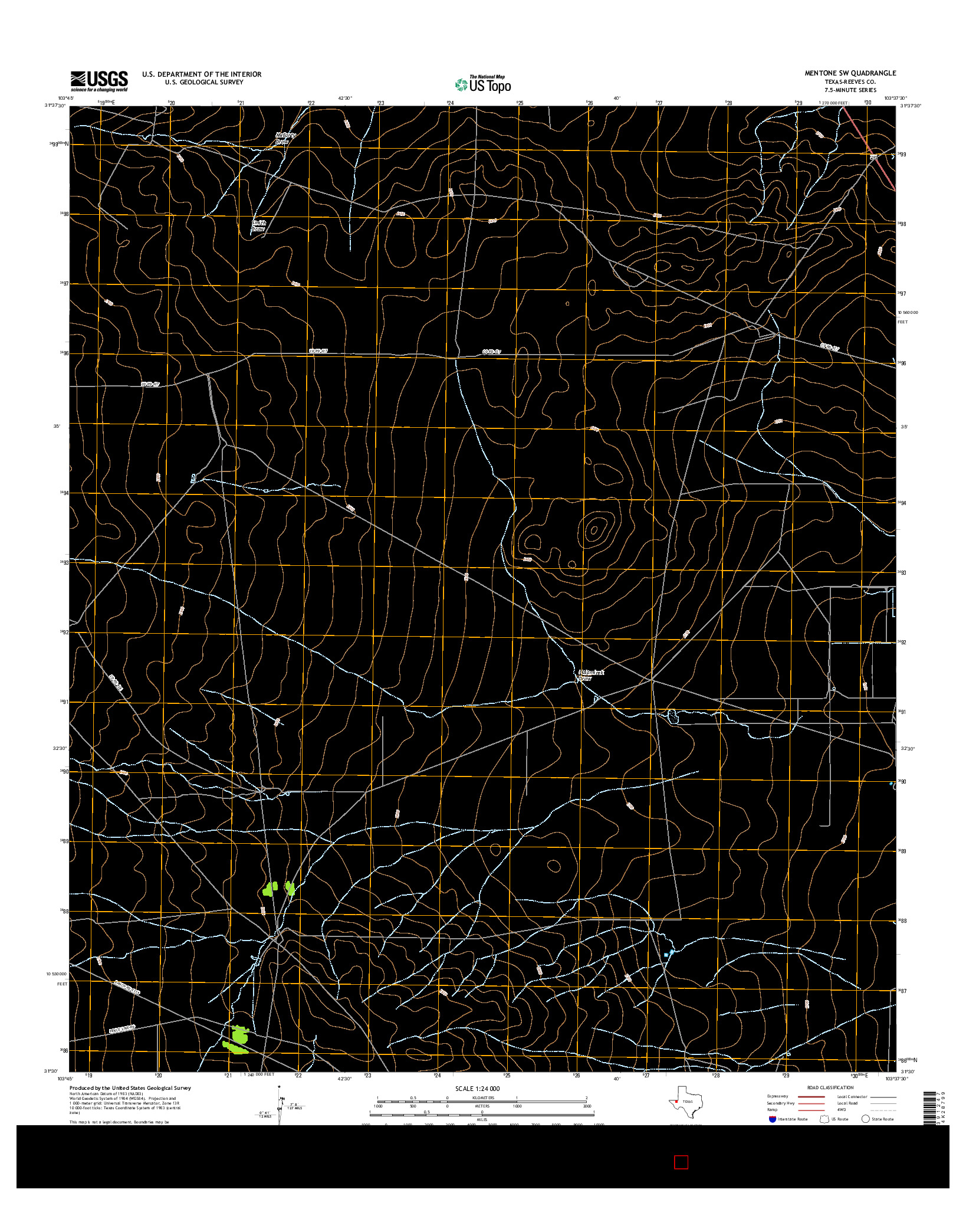 USGS US TOPO 7.5-MINUTE MAP FOR MENTONE SW, TX 2016