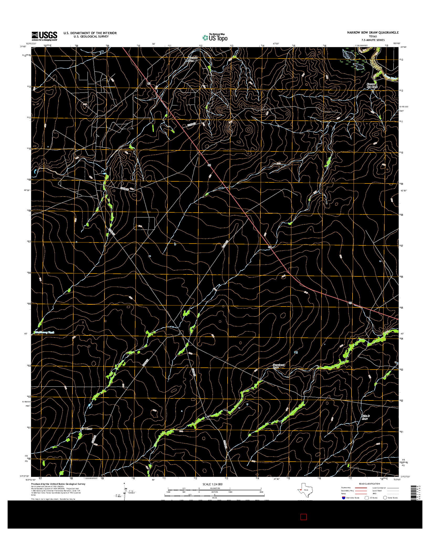 USGS US TOPO 7.5-MINUTE MAP FOR NARROW BOW DRAW, TX 2016