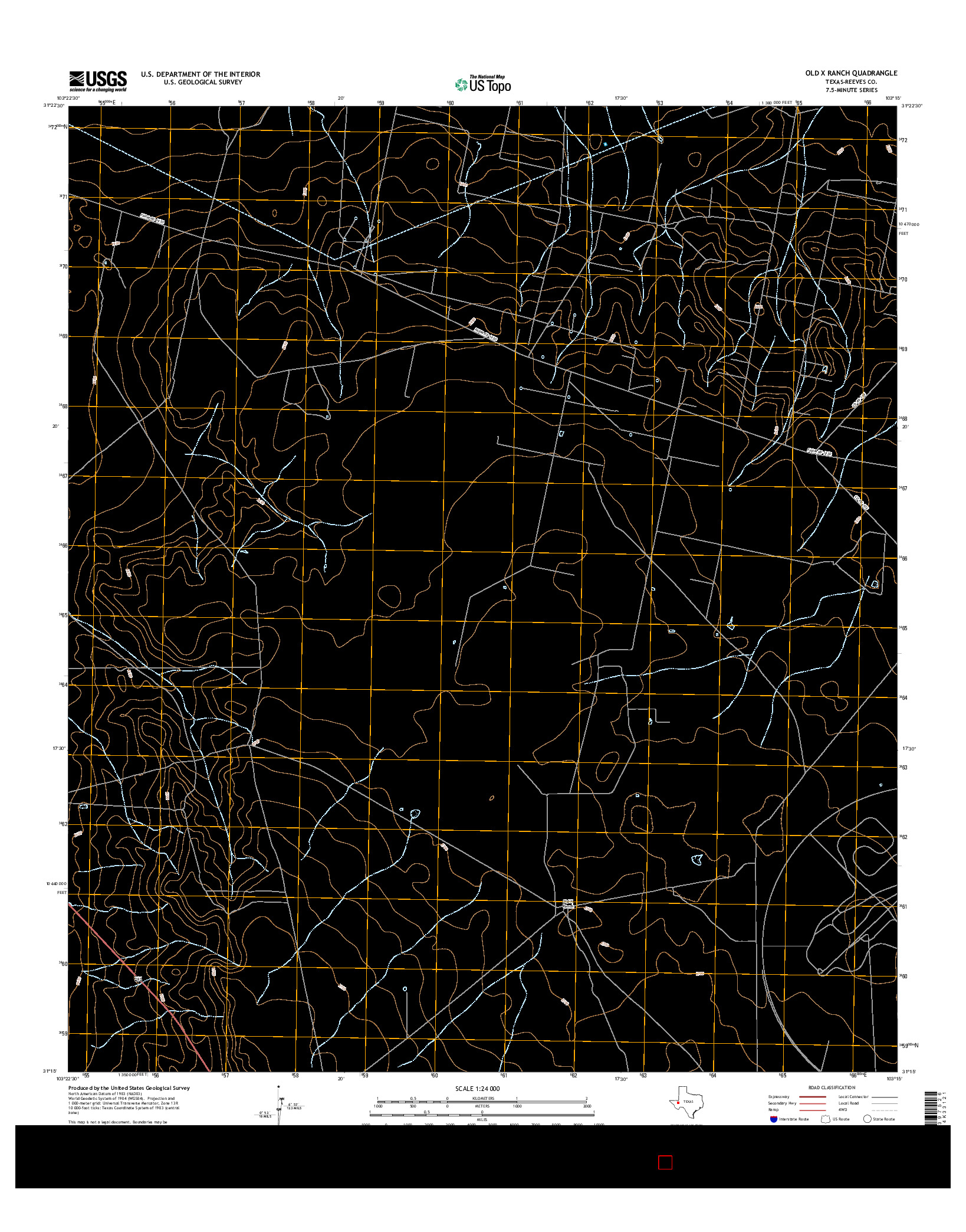 USGS US TOPO 7.5-MINUTE MAP FOR OLD X RANCH, TX 2016