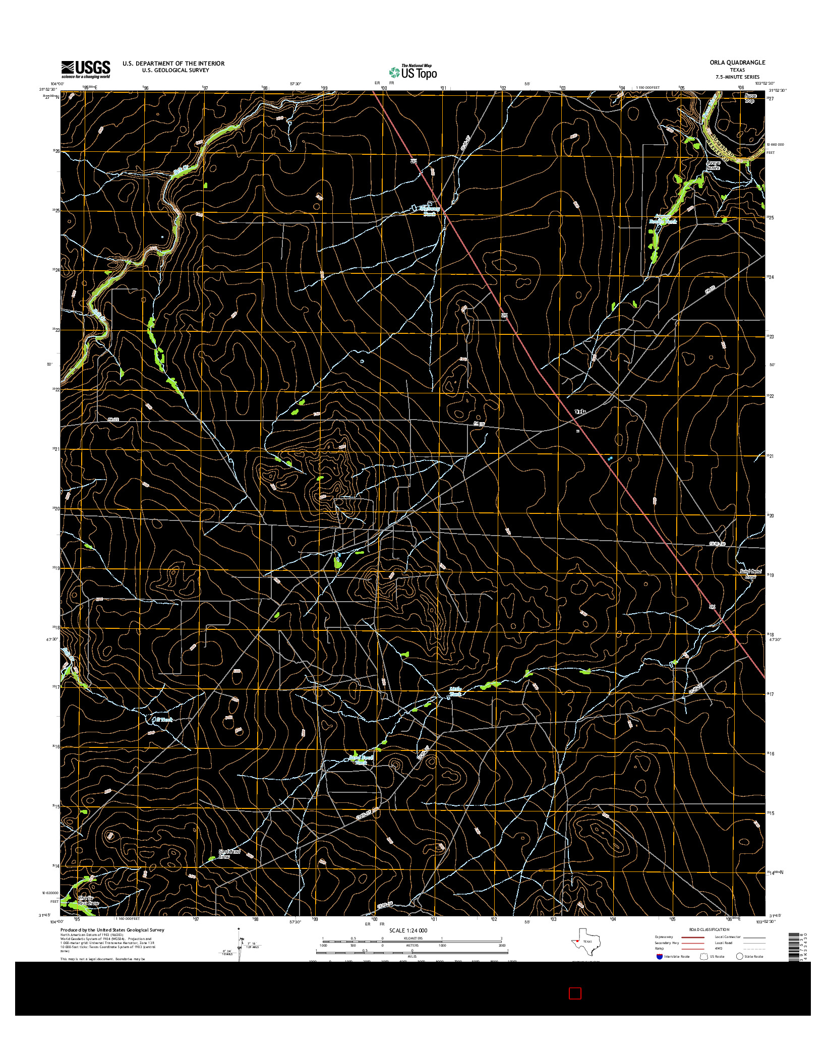 USGS US TOPO 7.5-MINUTE MAP FOR ORLA, TX 2016