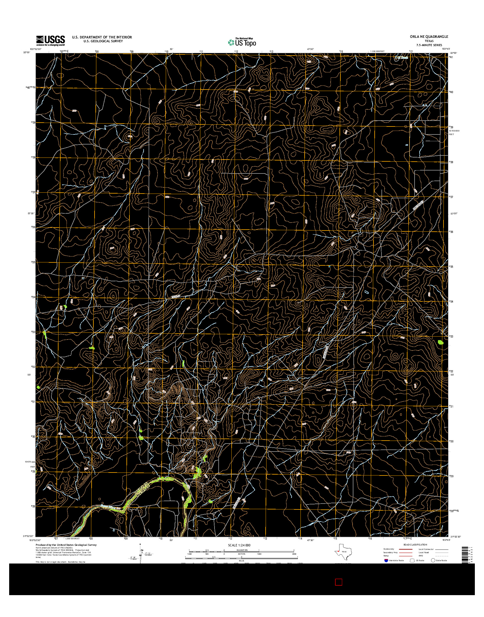 USGS US TOPO 7.5-MINUTE MAP FOR ORLA NE, TX 2016
