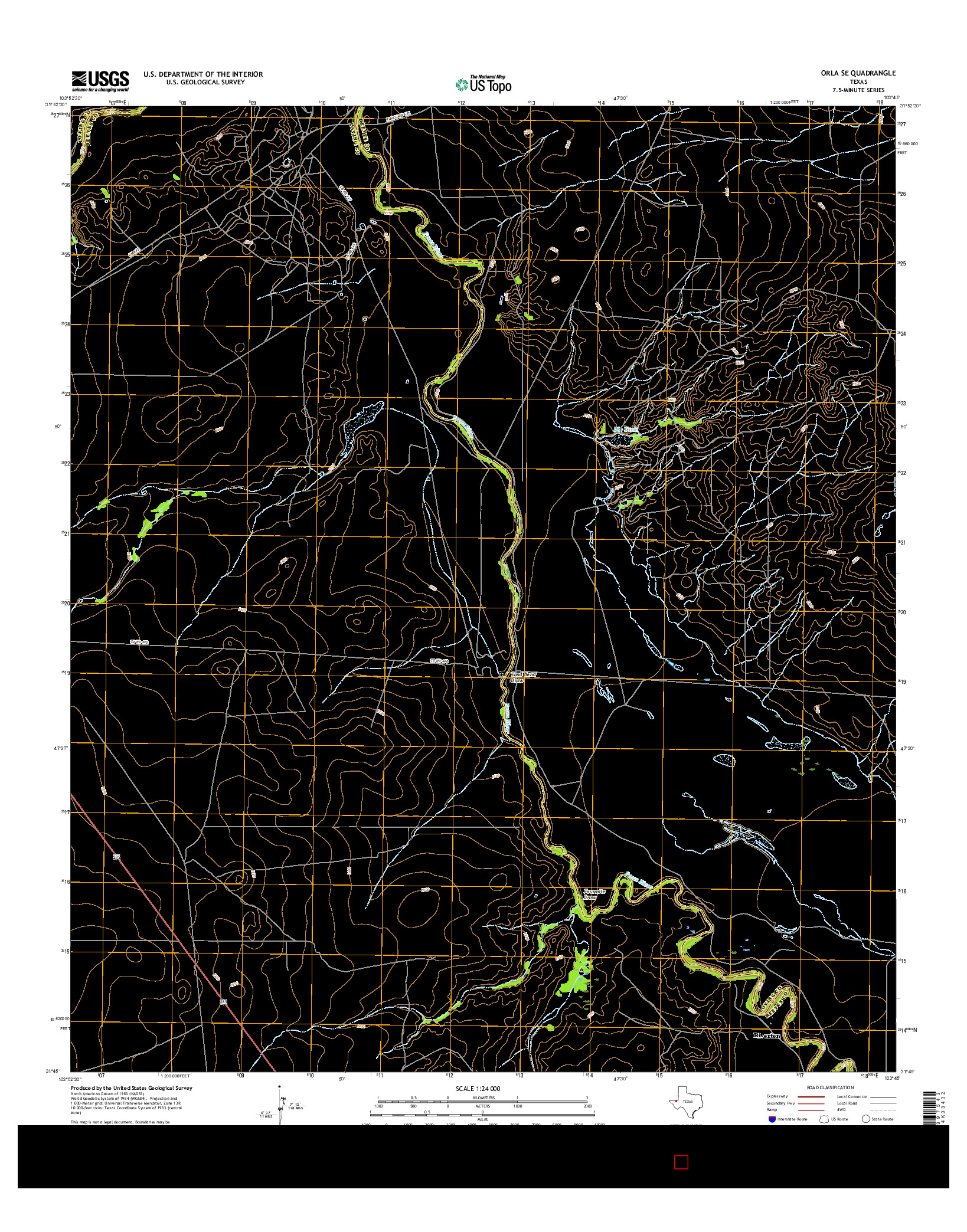 USGS US TOPO 7.5-MINUTE MAP FOR ORLA SE, TX 2016