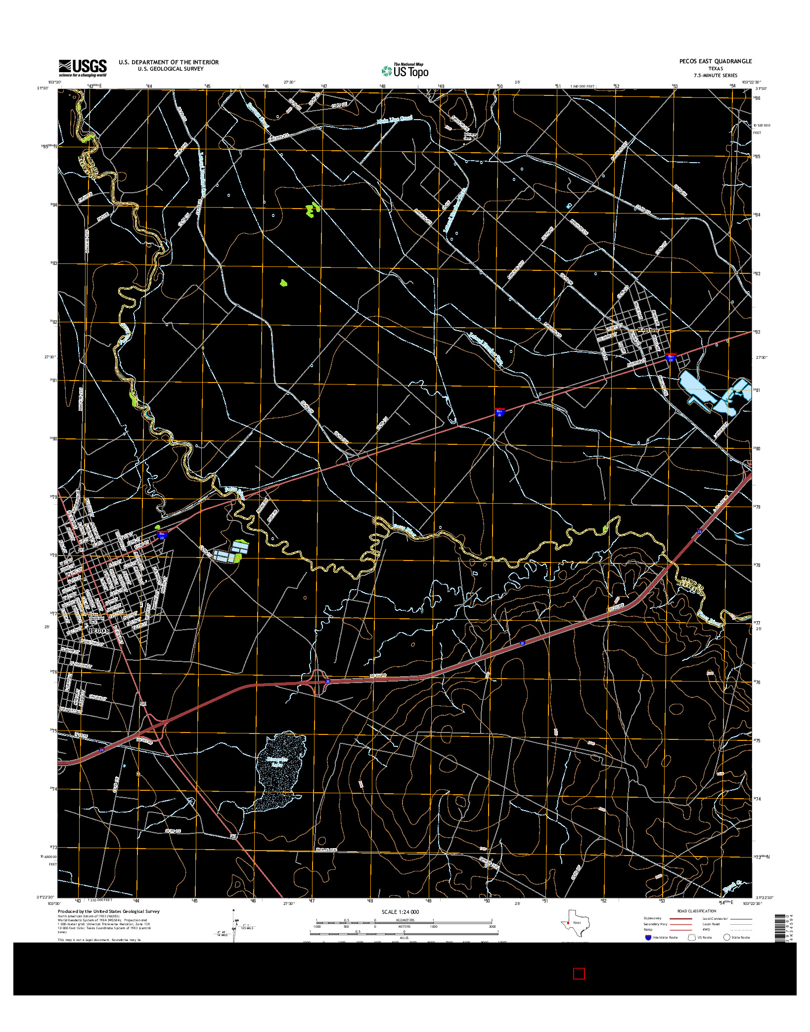 USGS US TOPO 7.5-MINUTE MAP FOR PECOS EAST, TX 2016