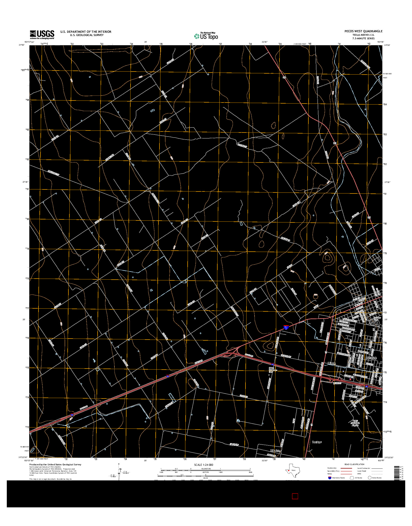 USGS US TOPO 7.5-MINUTE MAP FOR PECOS WEST, TX 2016