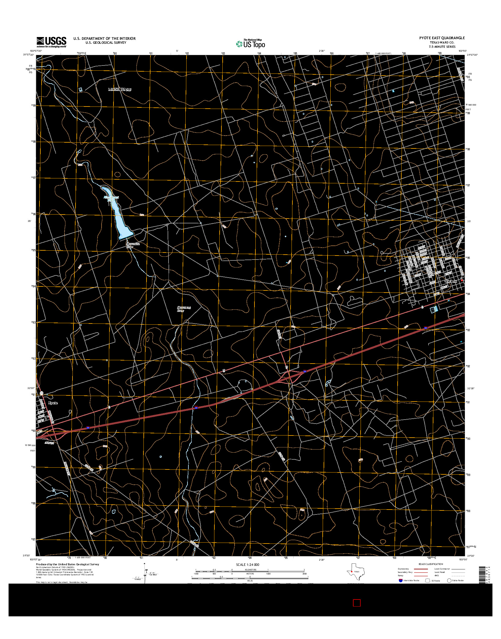 USGS US TOPO 7.5-MINUTE MAP FOR PYOTE EAST, TX 2016