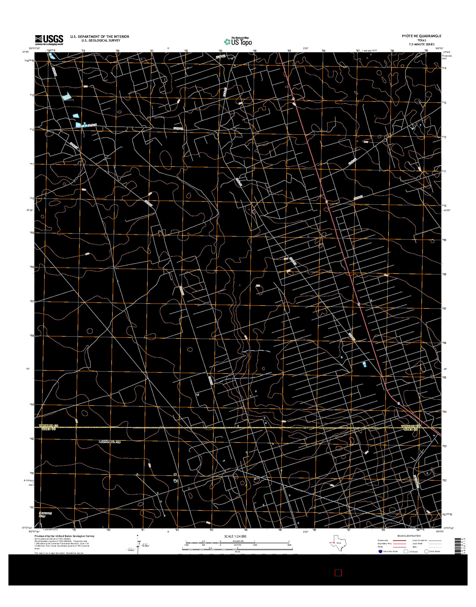 USGS US TOPO 7.5-MINUTE MAP FOR PYOTE NE, TX 2016