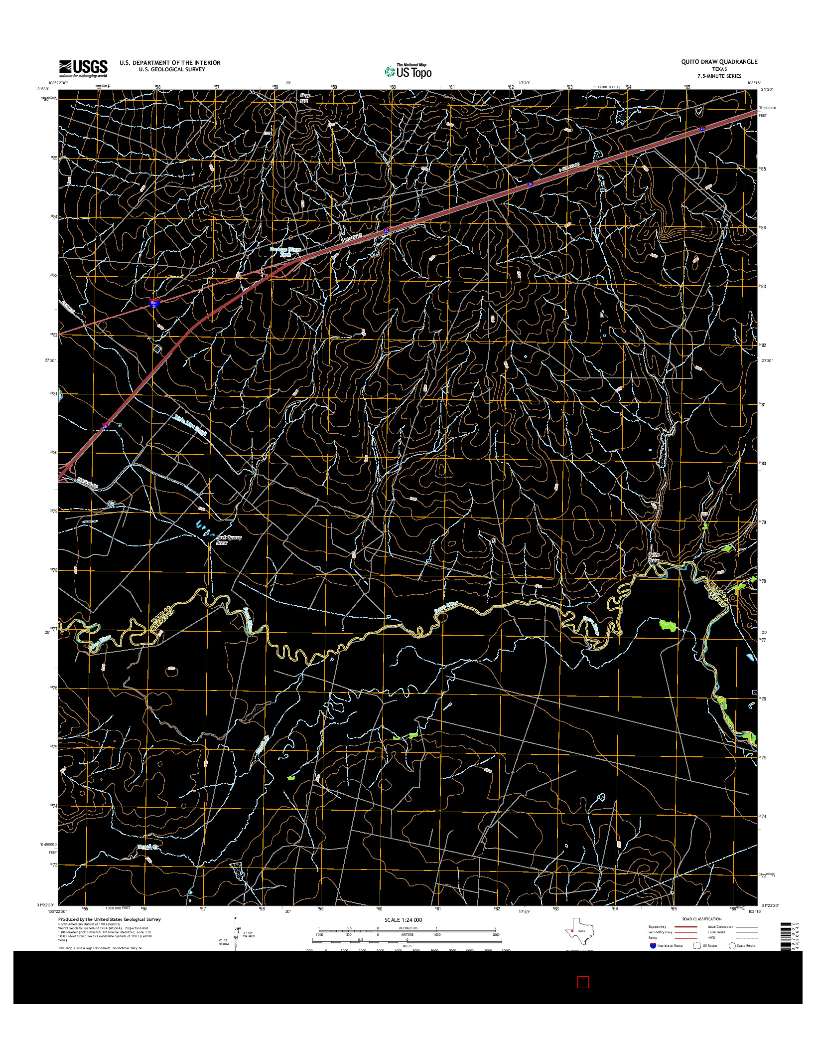 USGS US TOPO 7.5-MINUTE MAP FOR QUITO DRAW, TX 2016