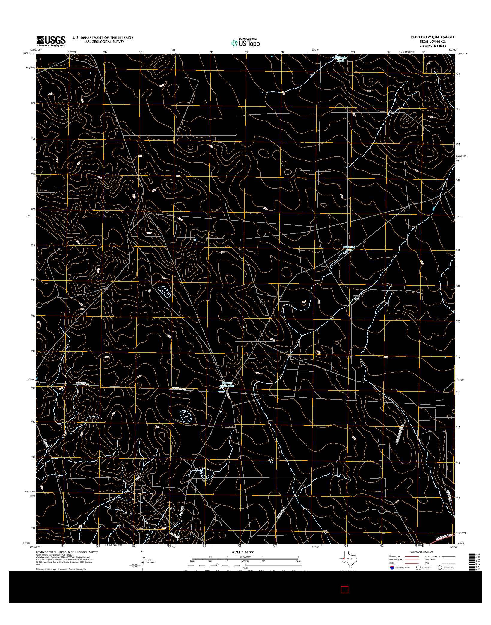 USGS US TOPO 7.5-MINUTE MAP FOR RUDD DRAW, TX 2016