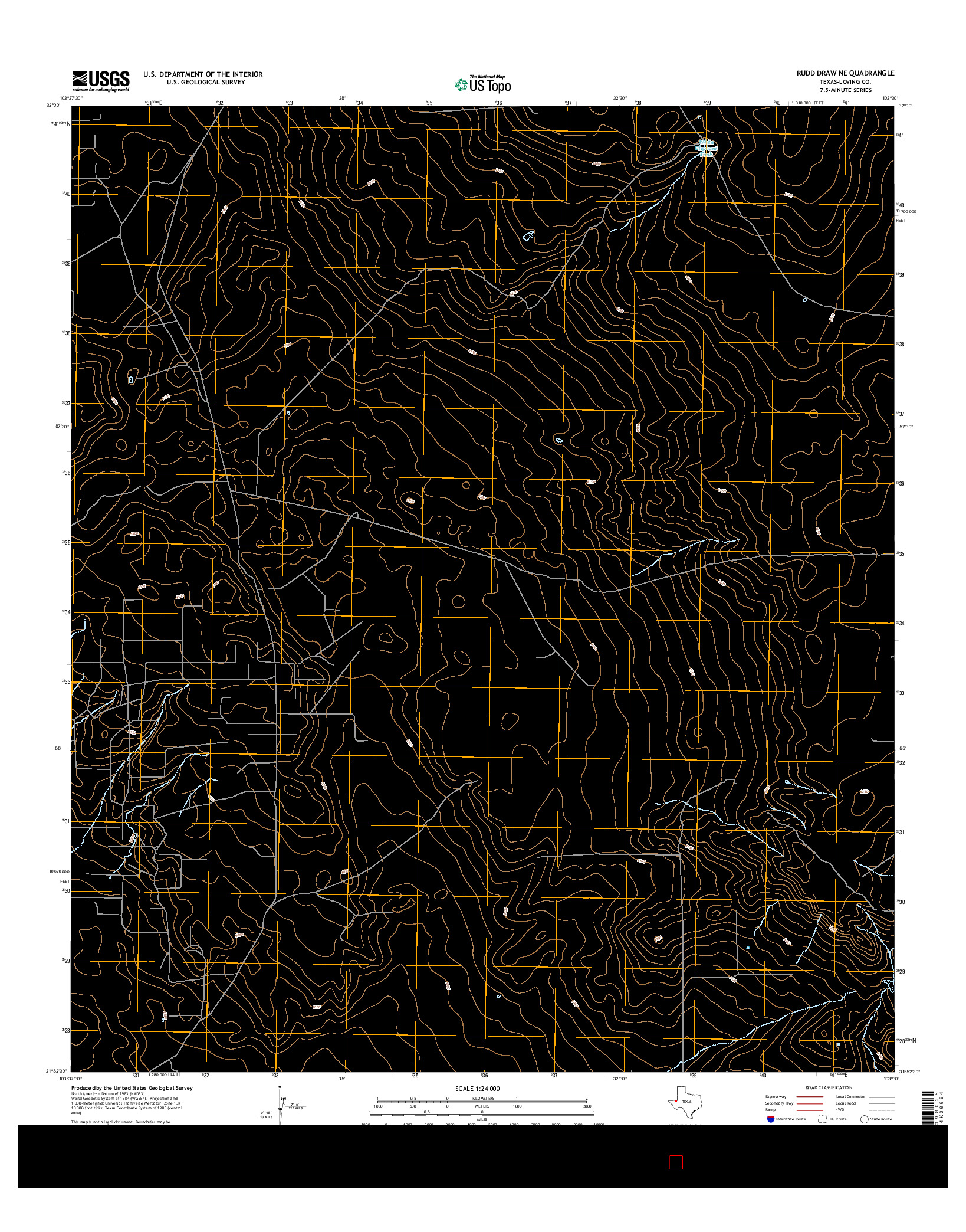 USGS US TOPO 7.5-MINUTE MAP FOR RUDD DRAW NE, TX 2016