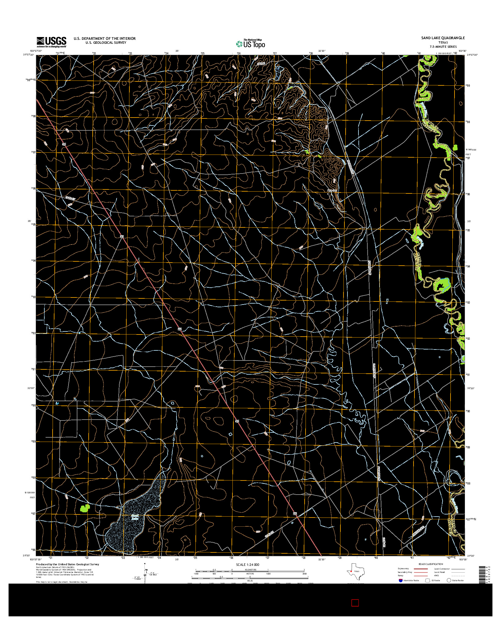 USGS US TOPO 7.5-MINUTE MAP FOR SAND LAKE, TX 2016