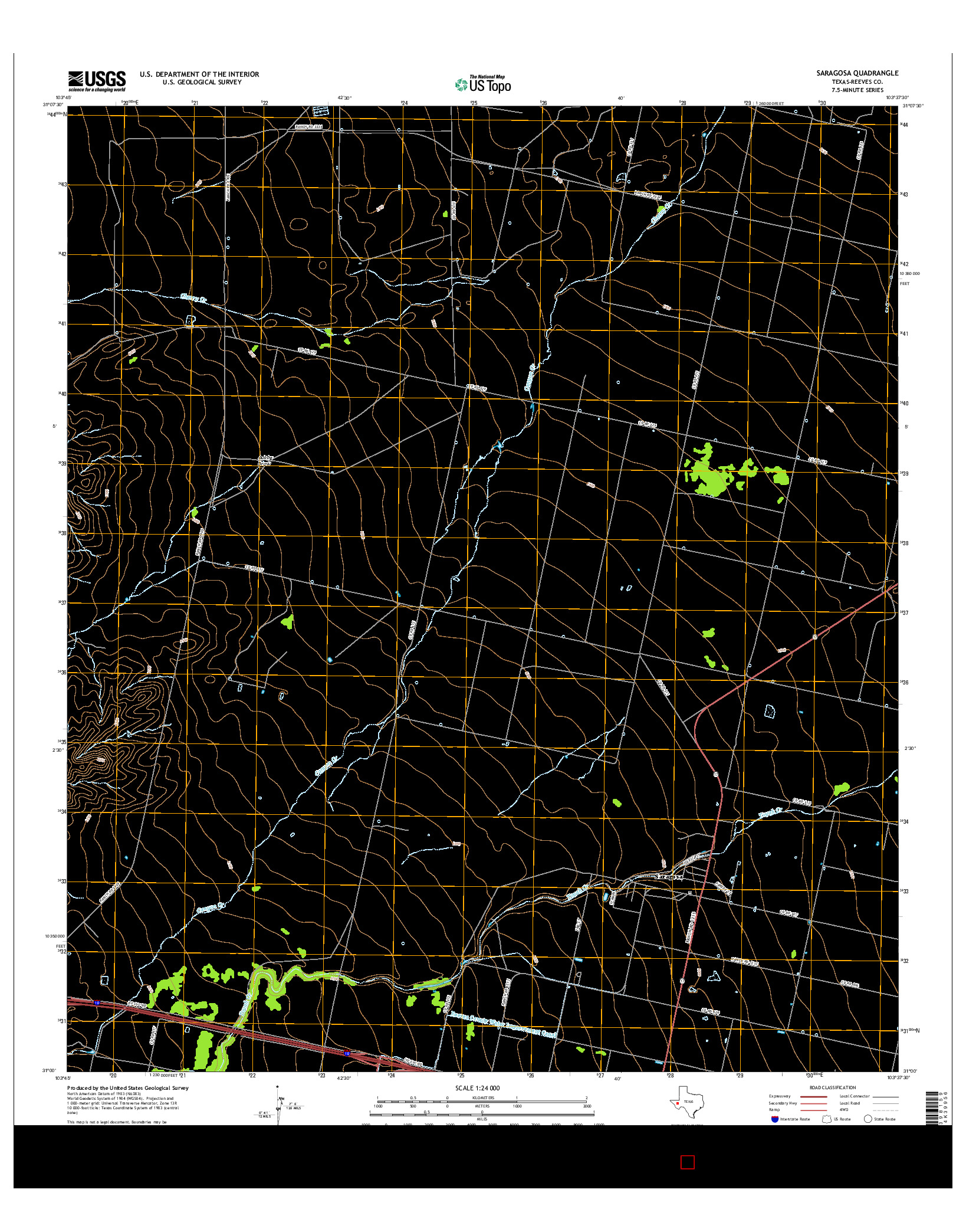 USGS US TOPO 7.5-MINUTE MAP FOR SARAGOSA, TX 2016