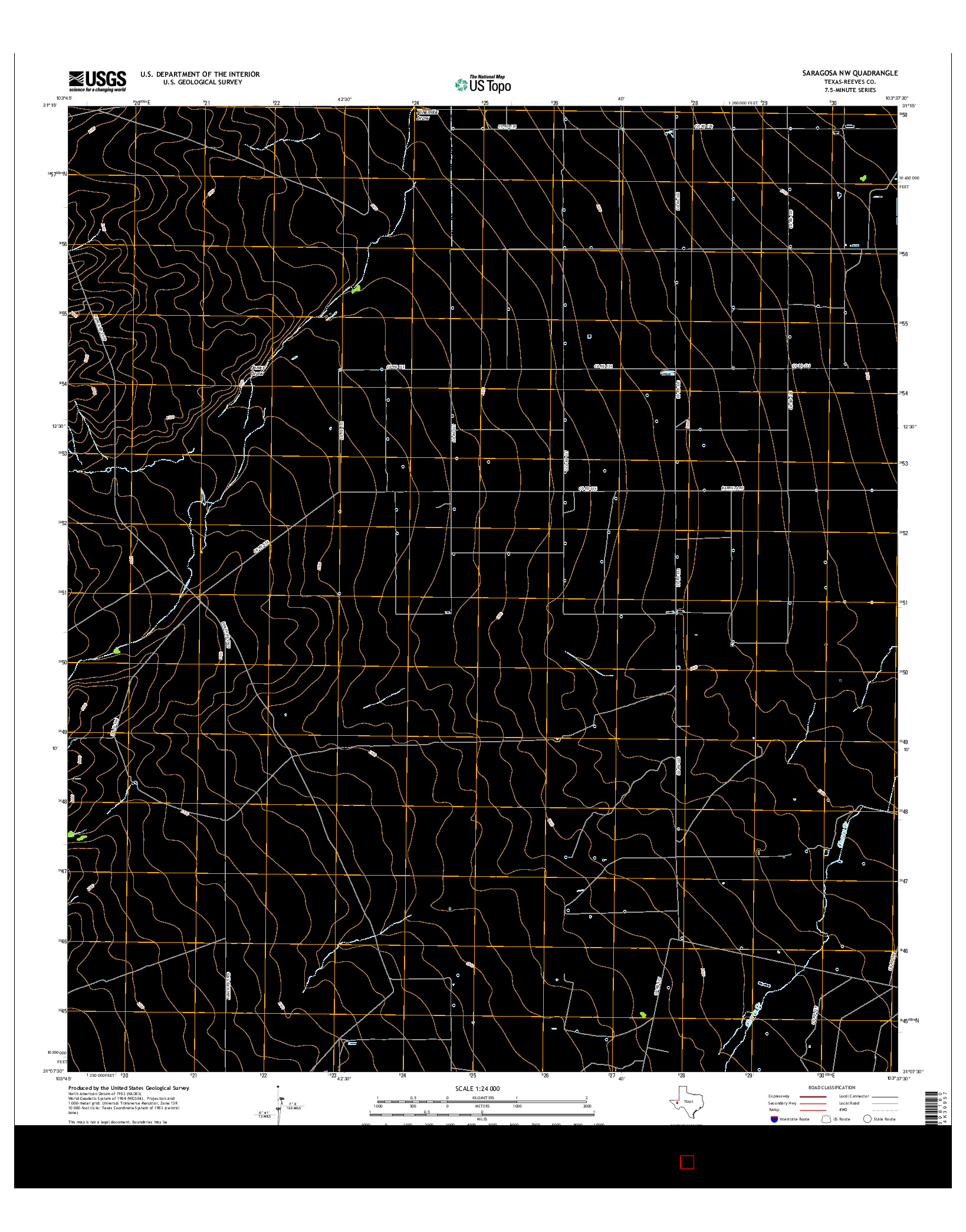 USGS US TOPO 7.5-MINUTE MAP FOR SARAGOSA NW, TX 2016