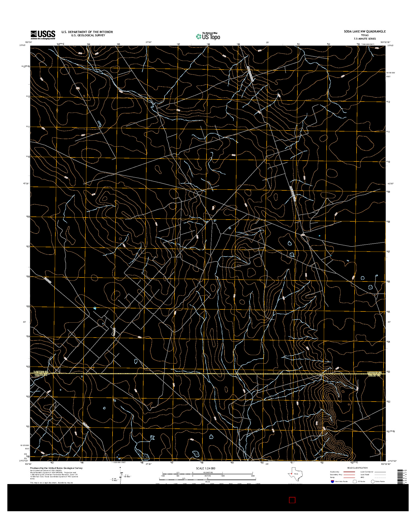USGS US TOPO 7.5-MINUTE MAP FOR SODA LAKE NW, TX 2016