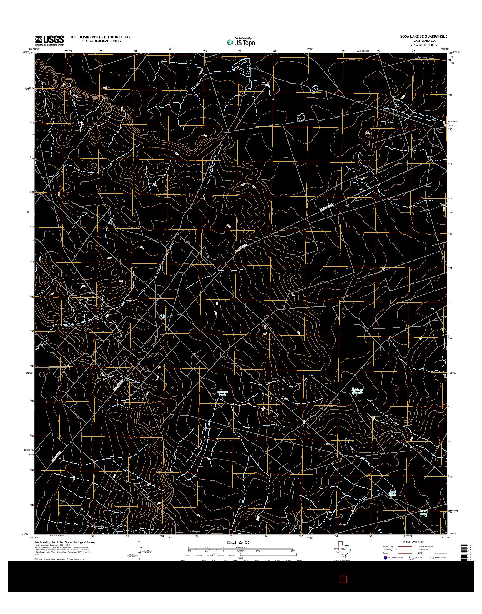 USGS US TOPO 7.5-MINUTE MAP FOR SODA LAKE SE, TX 2016