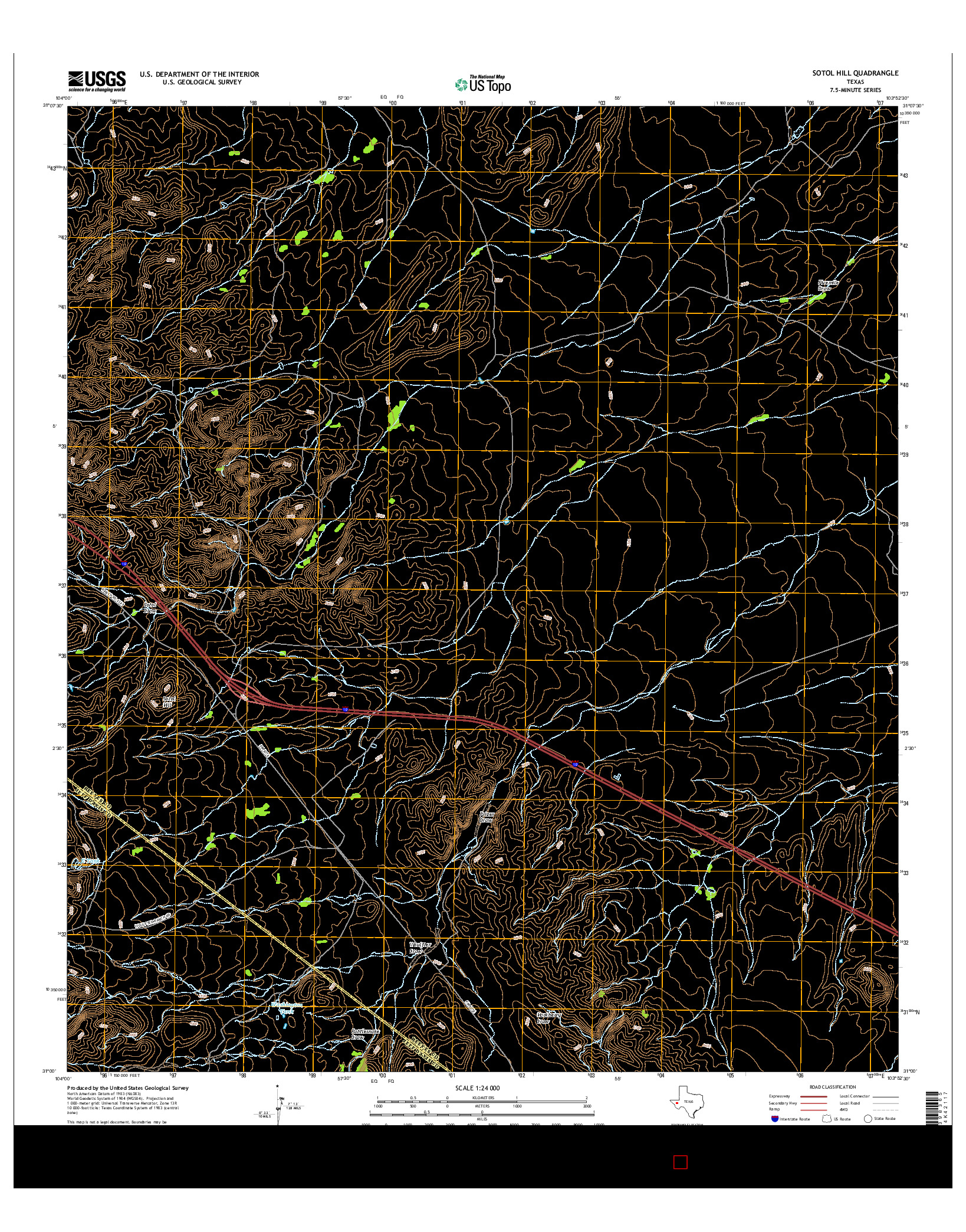 USGS US TOPO 7.5-MINUTE MAP FOR SOTOL HILL, TX 2016